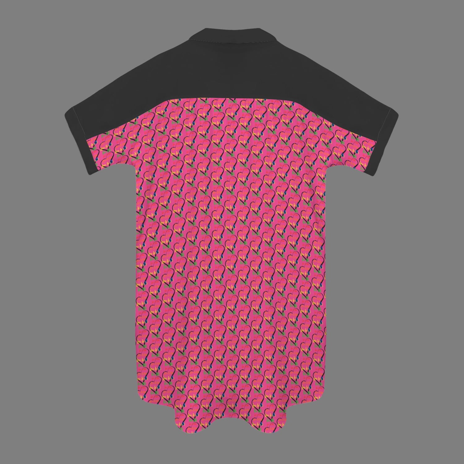 LINFA Little Hearts T Shirt Dress Short Sleeve Dark Pink