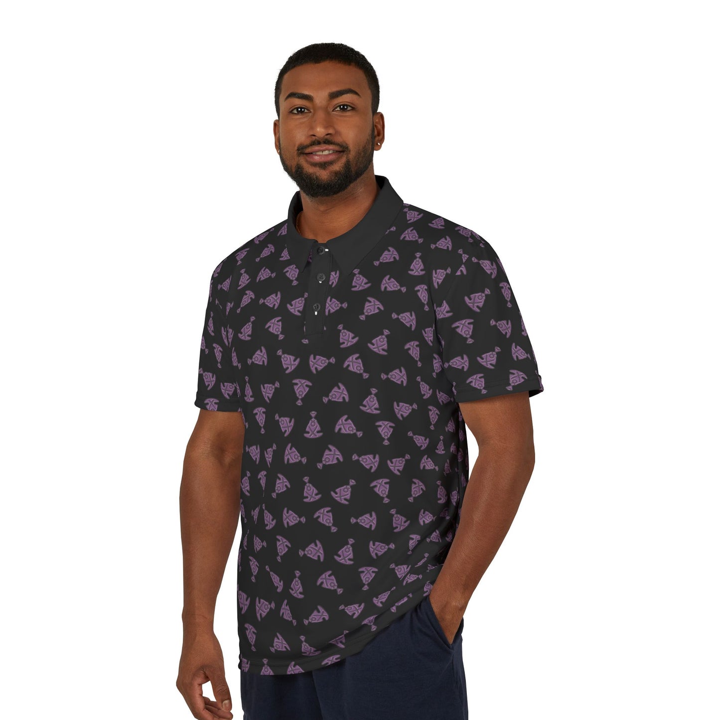 Buddha Tilt Unisex Polo Shirt  Black