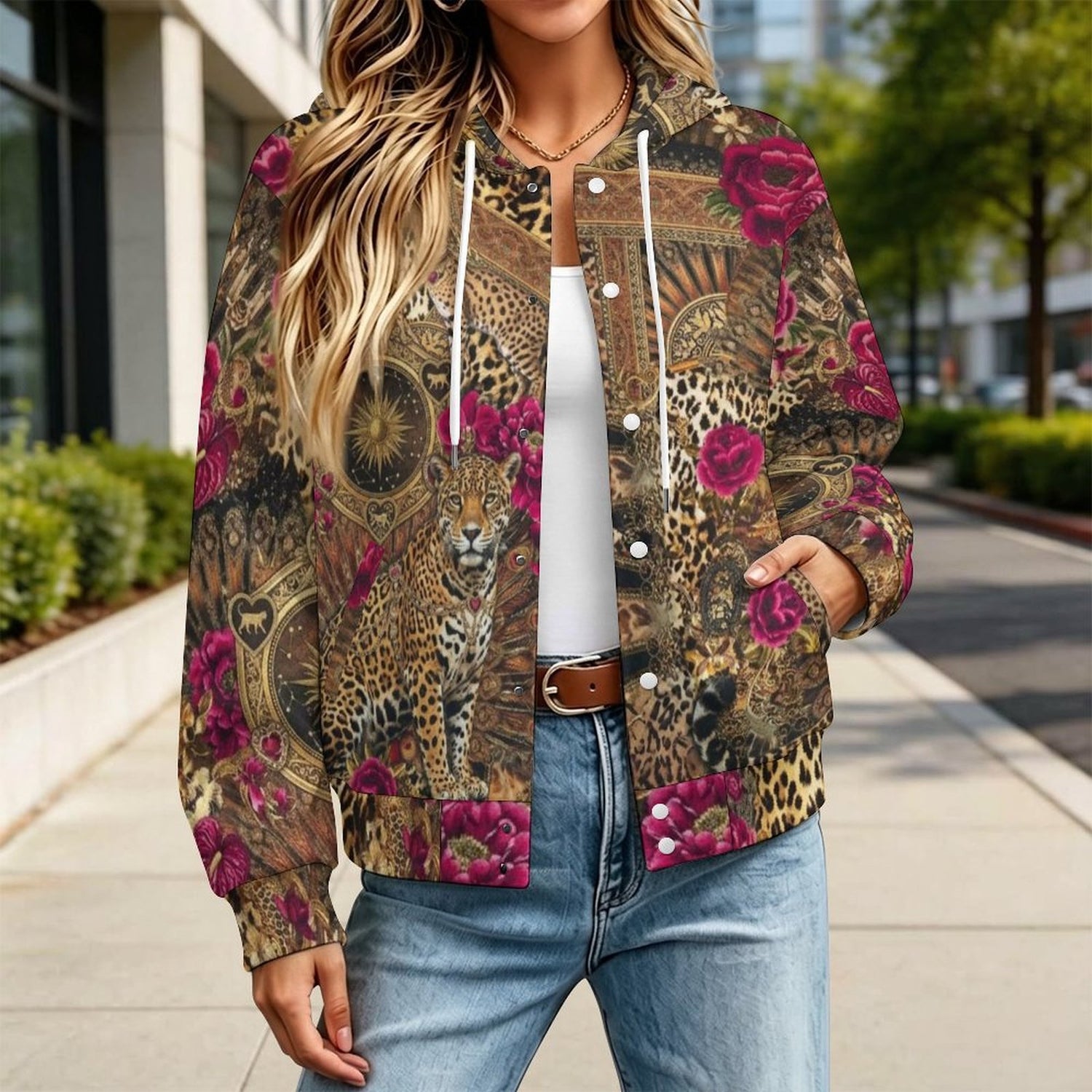 Custom Women Hooded Button‑Up Jacket Coat