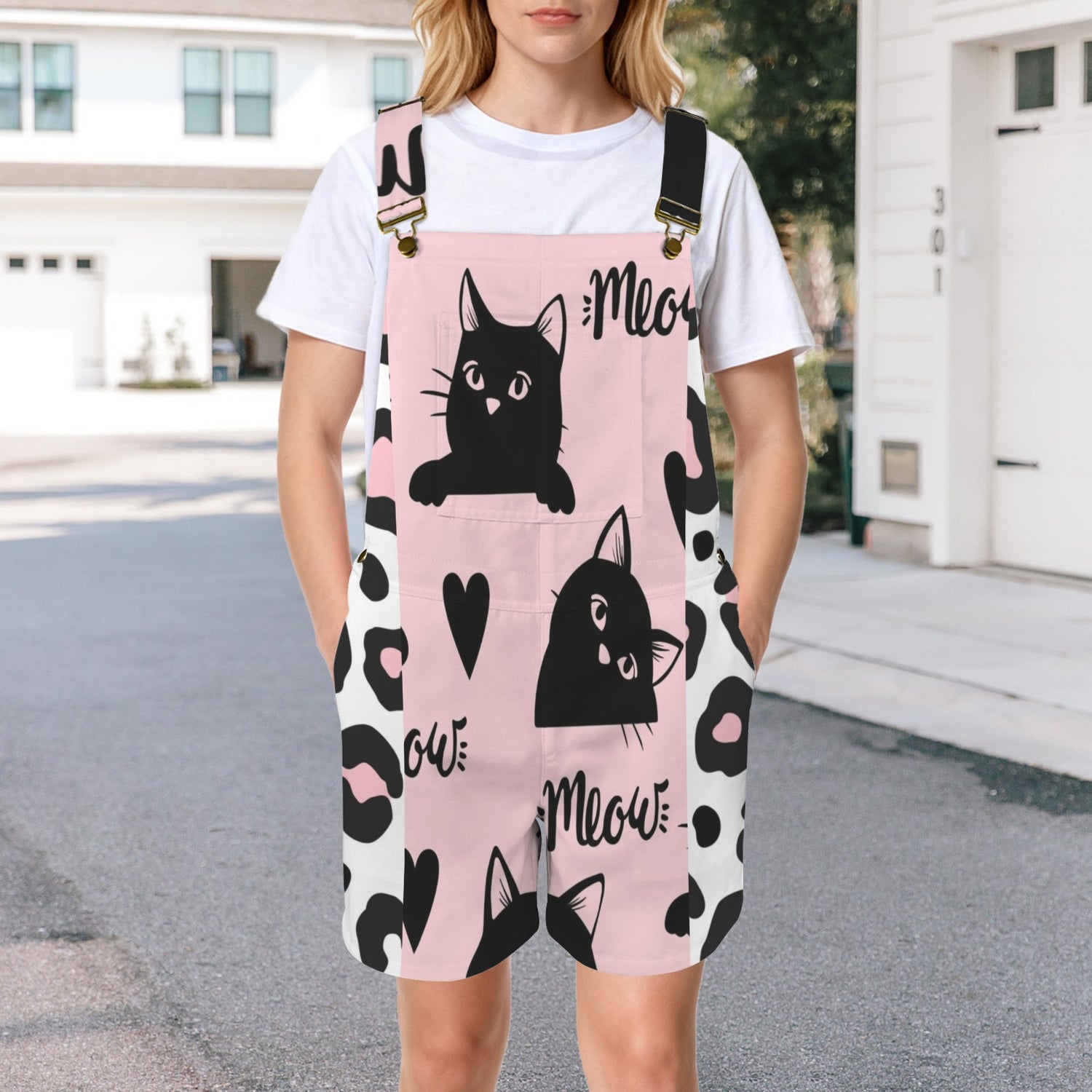 Leopard Cat Patchwork Short Romper