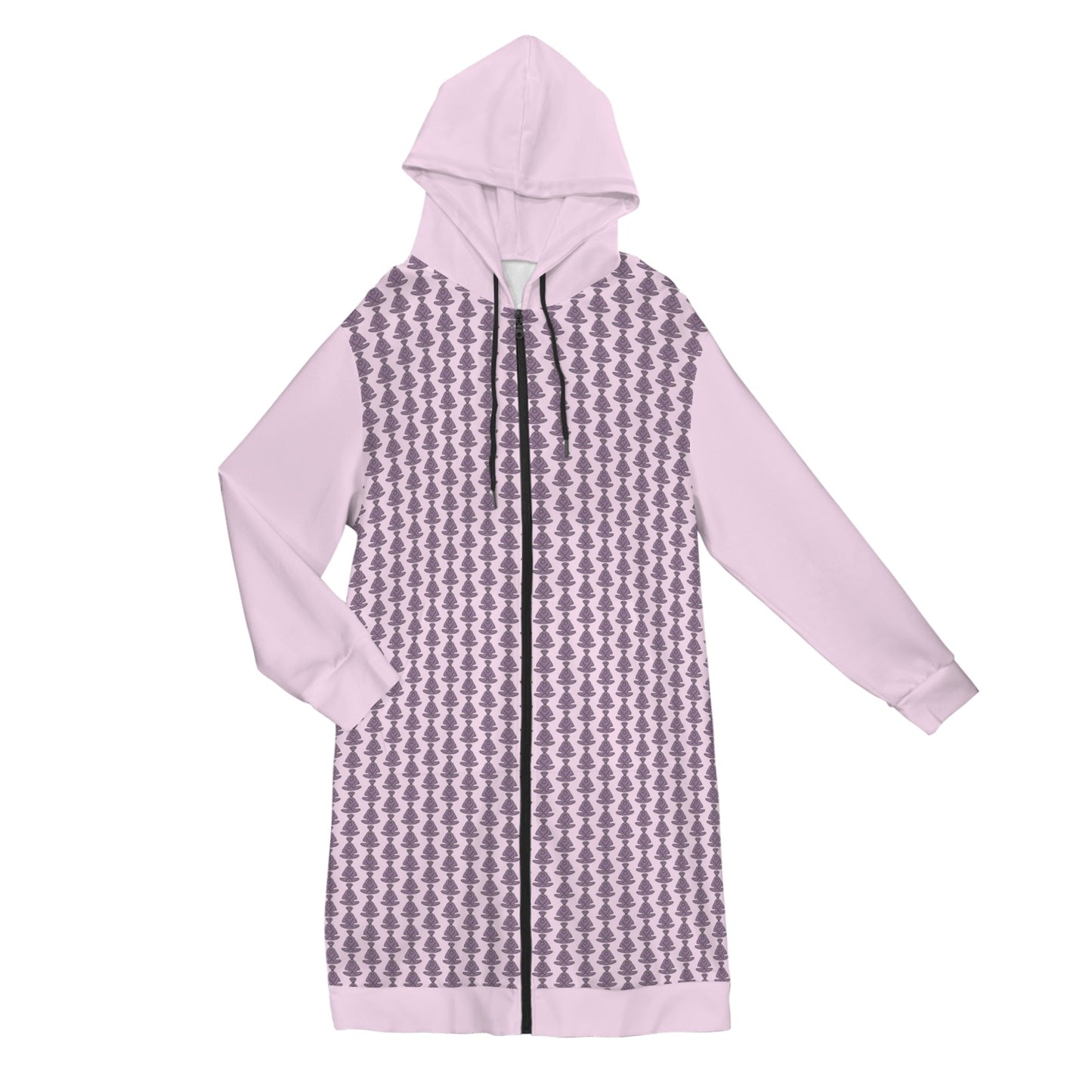 Buddha Zipped Hoodie Dress Pink Black T