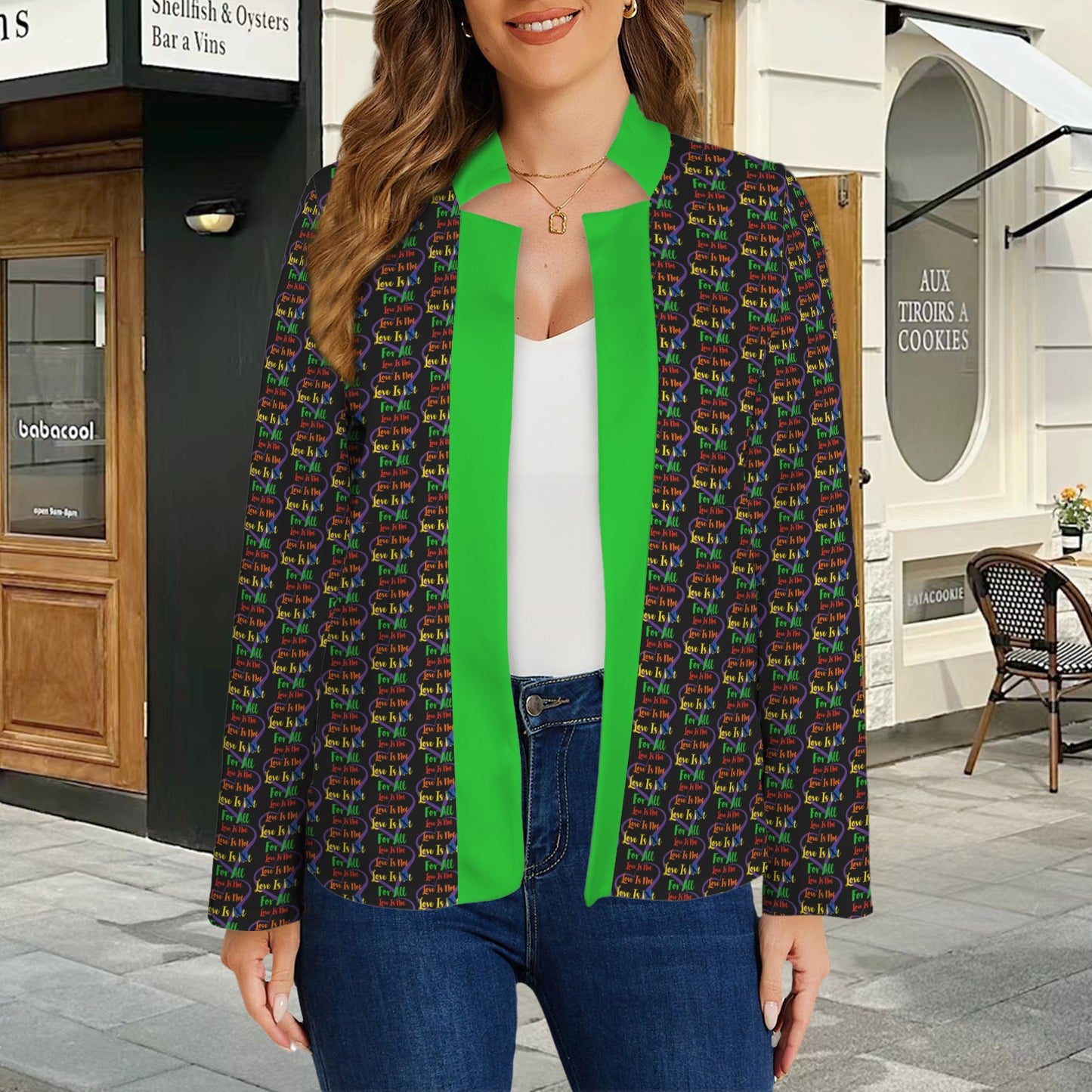 LINFA Little Hearts Green Black Jacket