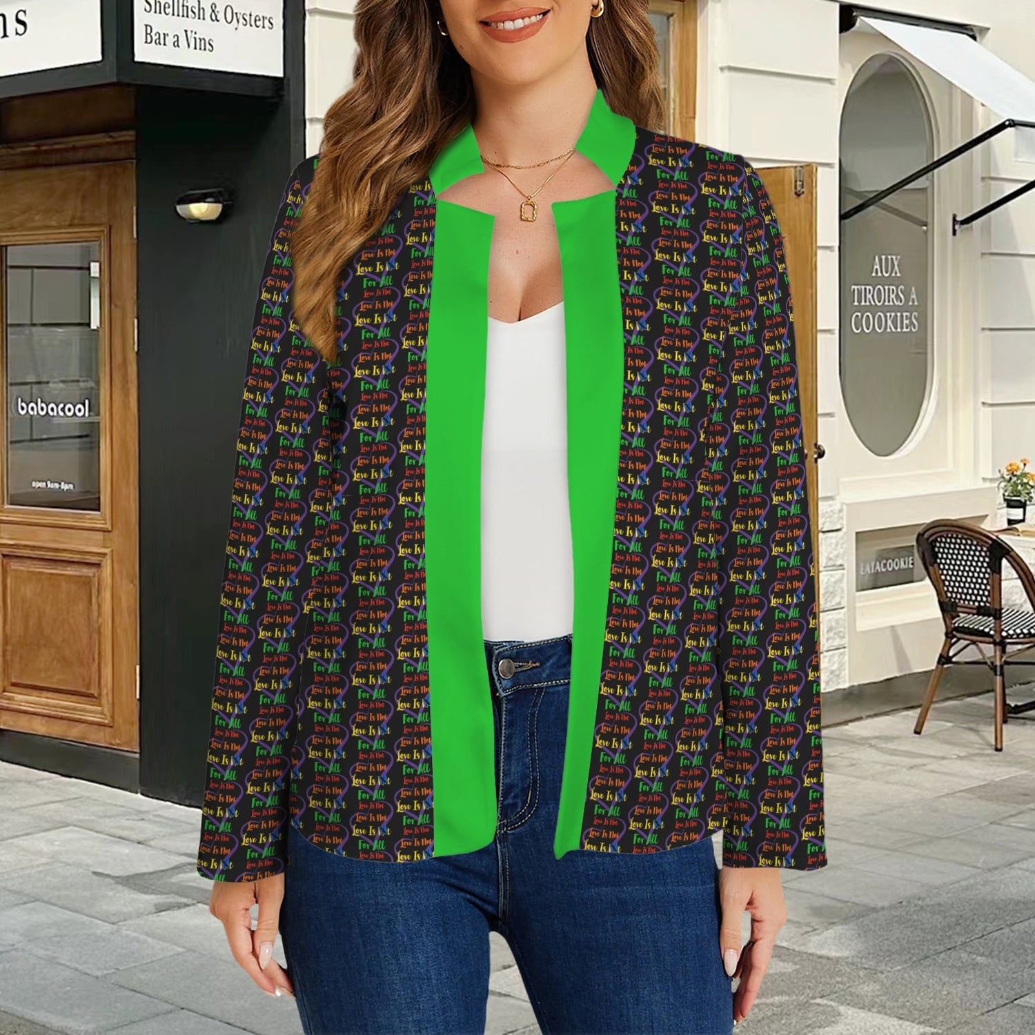 LINFA Little Hearts Green Black Jacket