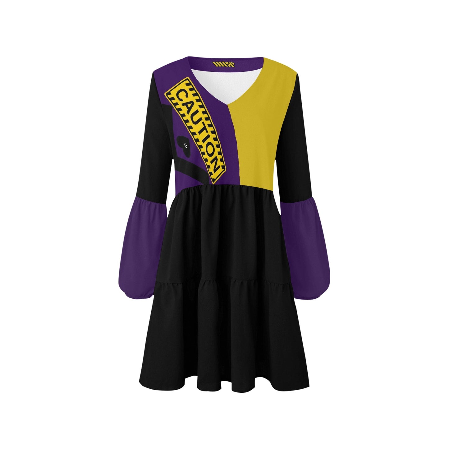 Caution Boho Dress Black Yellow Purple