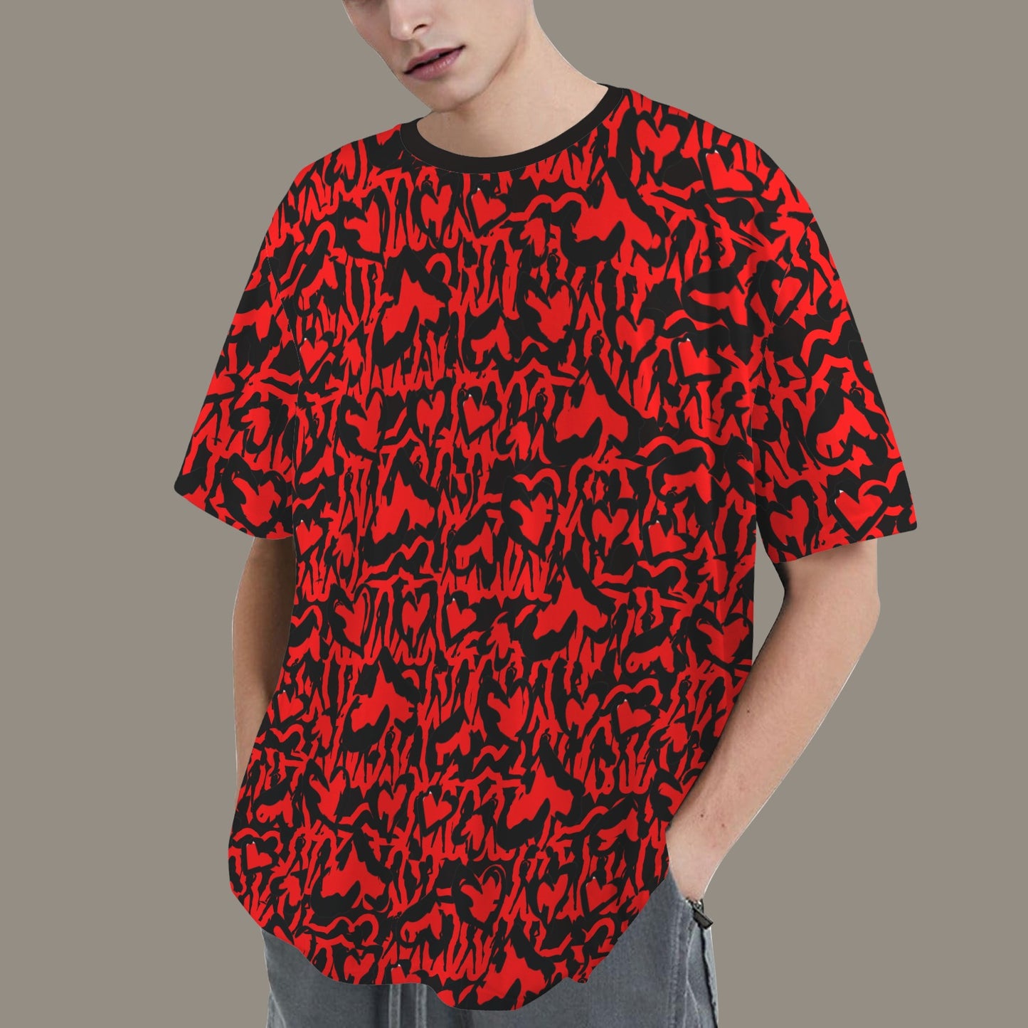 CAUTION  Mosquitoes  HEARTS White T-SHIRT Black Red