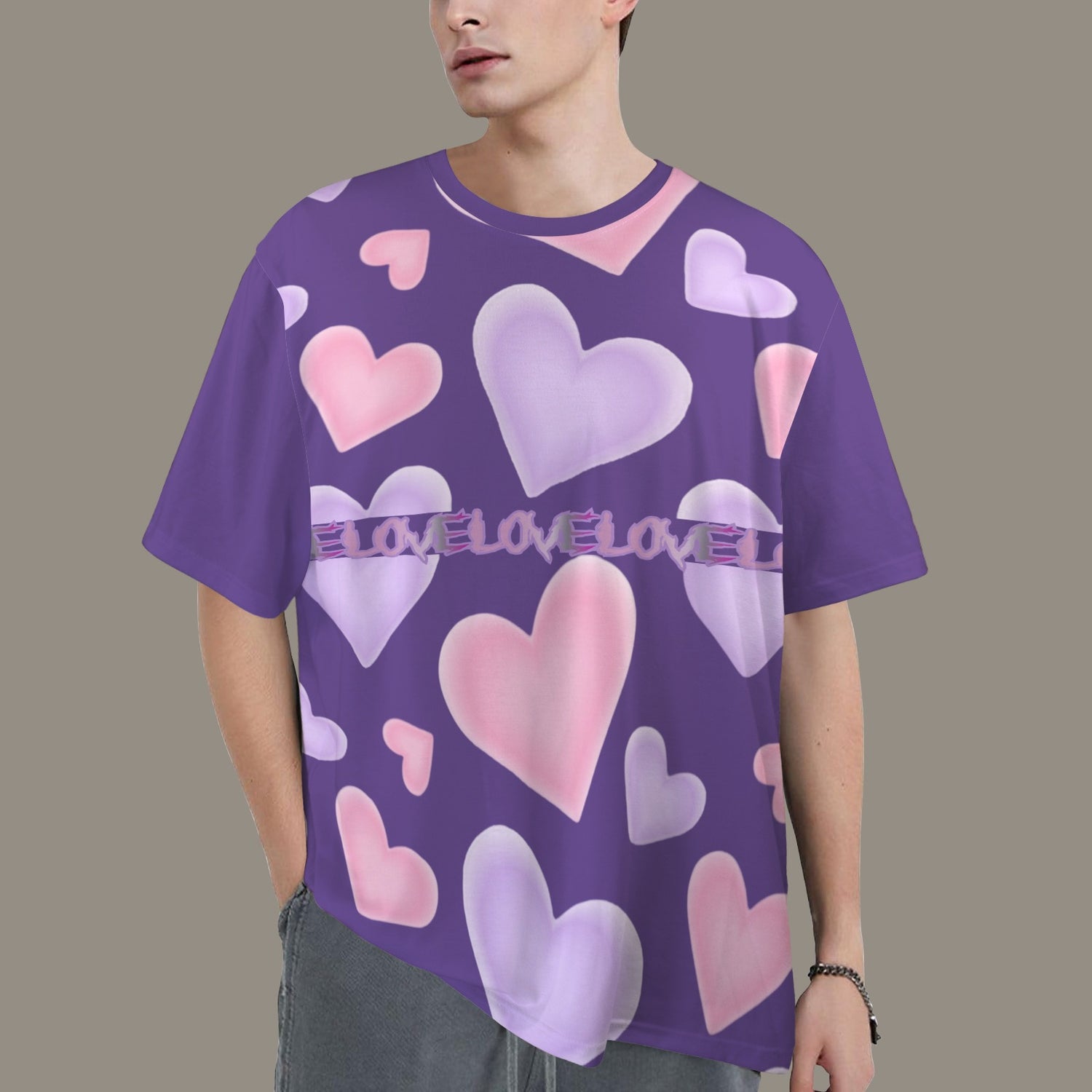 SE SON ROSE -MESSED HEARTS T-SHIRT LILAC