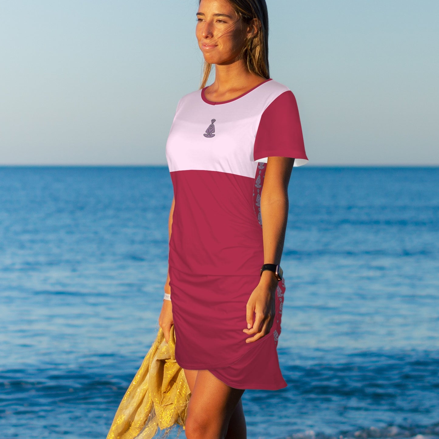 Buddha Bodycon Dress Magenta Pale Pink