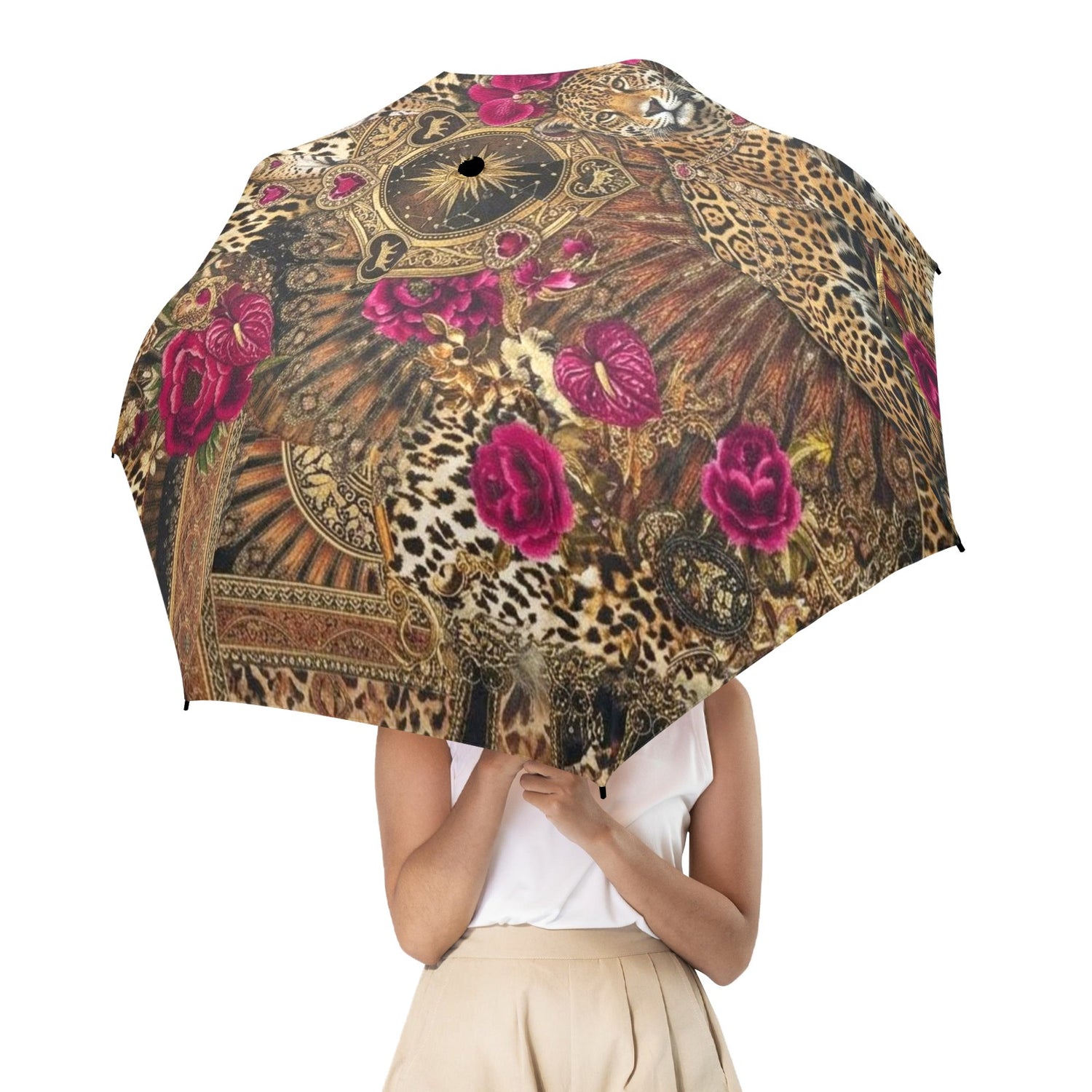 Leopard with Leo umbrella