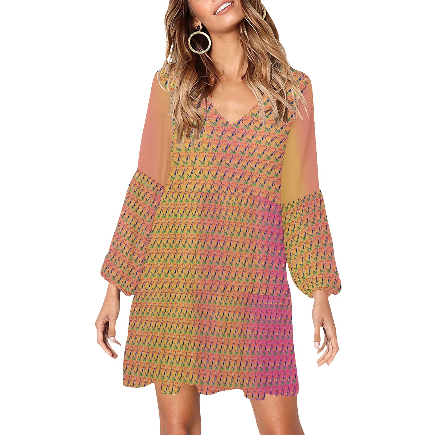 LINFA Little Hearts Boho Dress Sunset