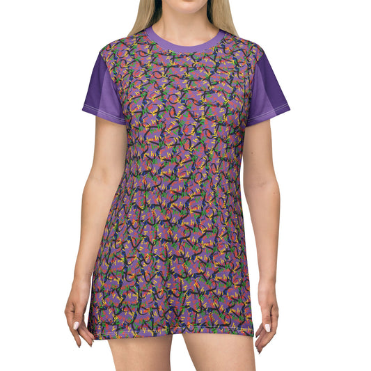 LINFA Chaos In The Heart T-Shirt Dress Light Purple