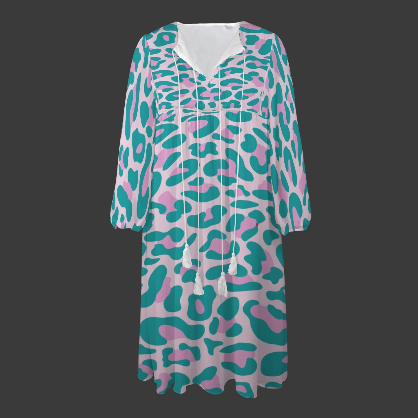 Green Pink Leopard Long Dress