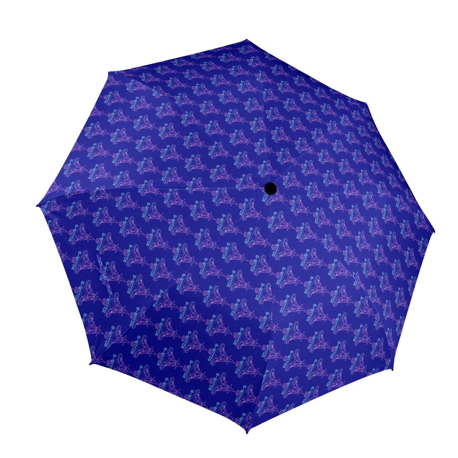 S-WITCH UP Neon Logo Semi Automatic Folding Umbrella Blue