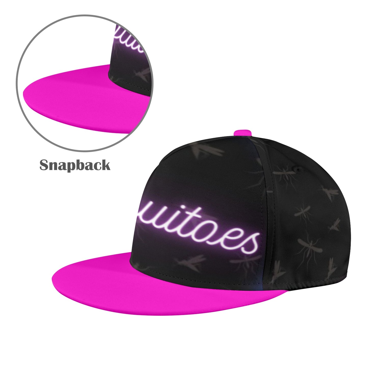 Mosquitoes Black Pink /Pink Button Snapback Hat