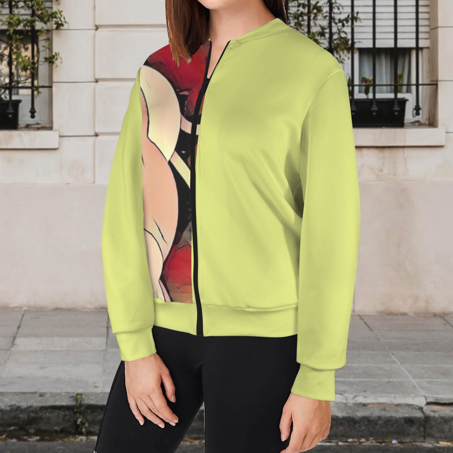 Humans Scare Me Lightweight Jacket Yellow Green Half Design