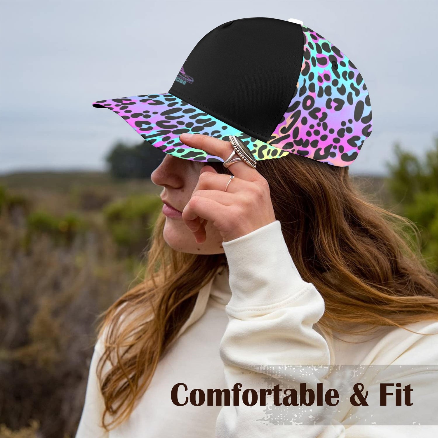 S-WITCH UP Neon Logo Multi Leopard Snapback Cap