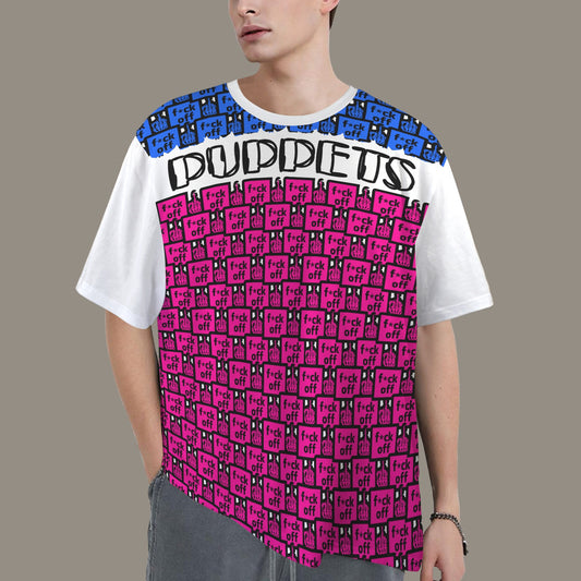FUCK OFF PUPPETS PINK BLUE WHITE T-SHIRT