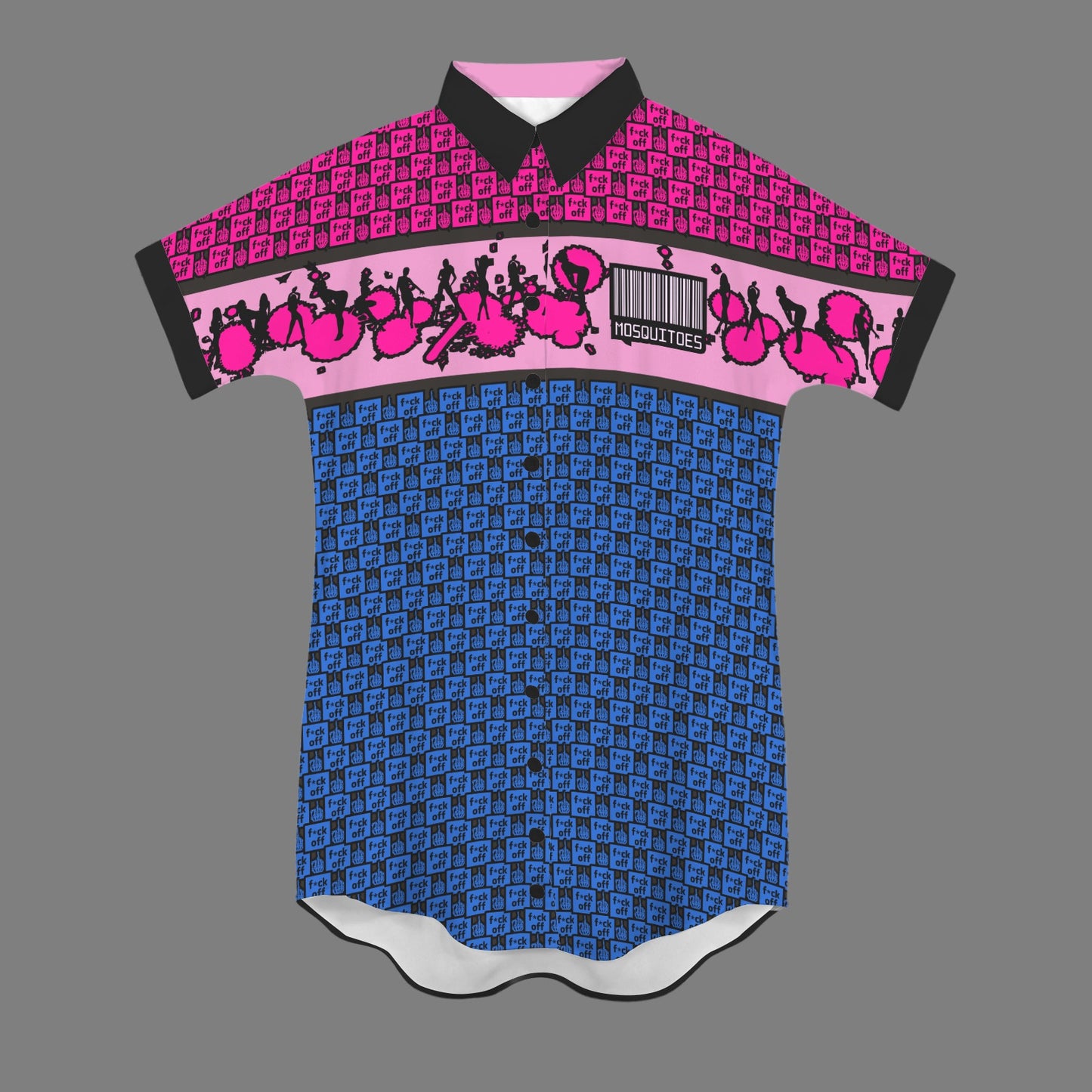 Mosquitoes T-Shirt Dress Barcode - Pink/Blue V2