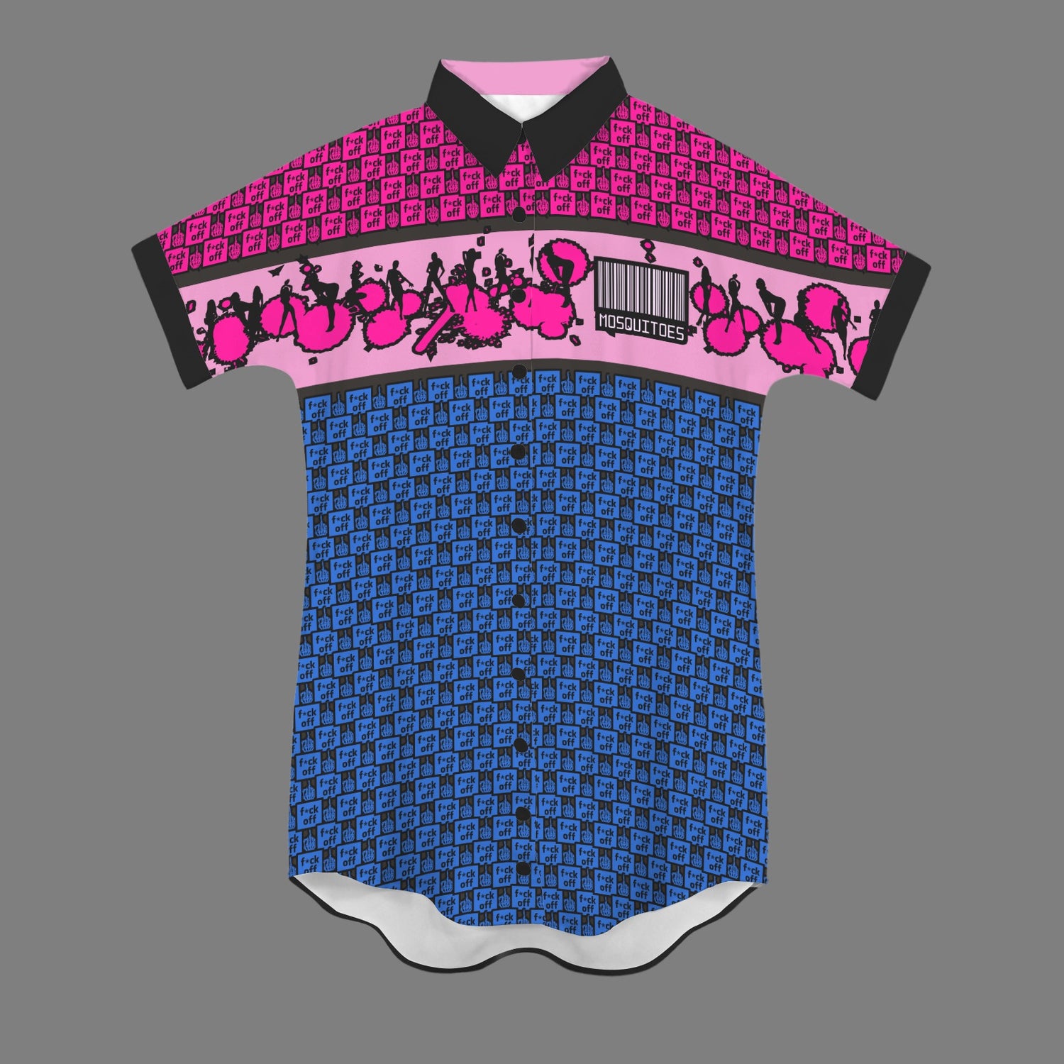 Mosquitoes T-Shirt Dress Barcode - Pink/Blue V2