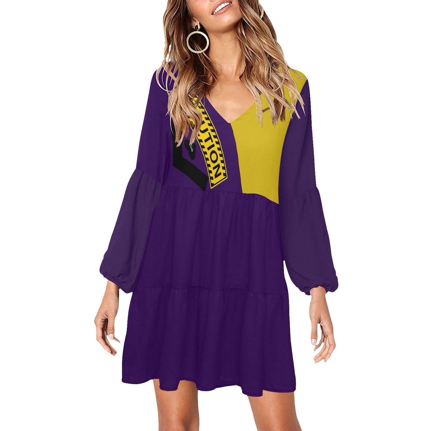 Caution Boho Dress Yellow Purple