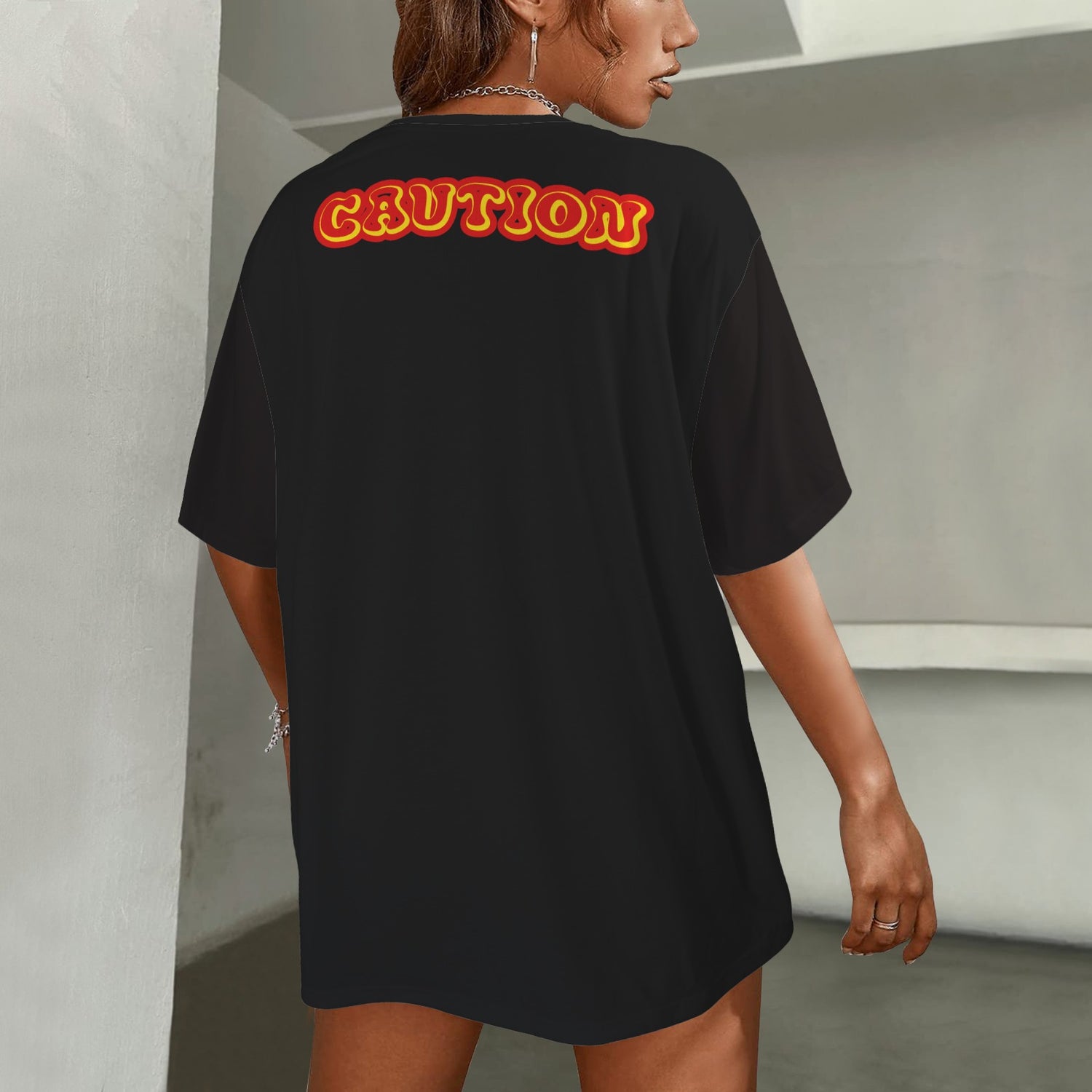 RANSIE CARTOON CAUTION T-SHIRT - YELLOW