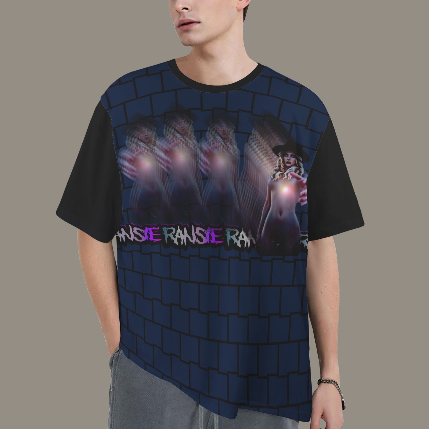 RANSIE FIGURE GHOSTS WALL BLUE T-SHIRT