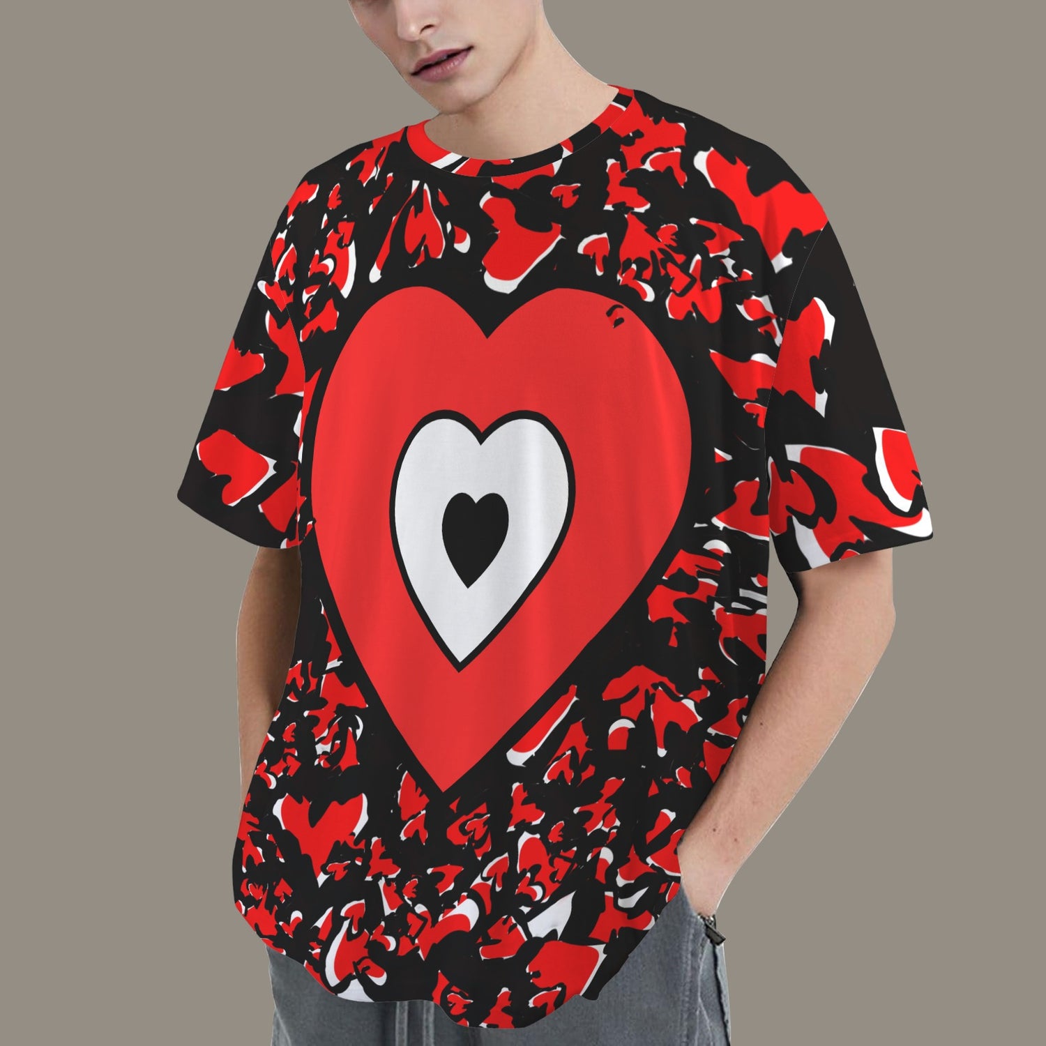 Se Son Rose (LoVe U Till I Die) Red White Heart T-Shirt - black RHU Back