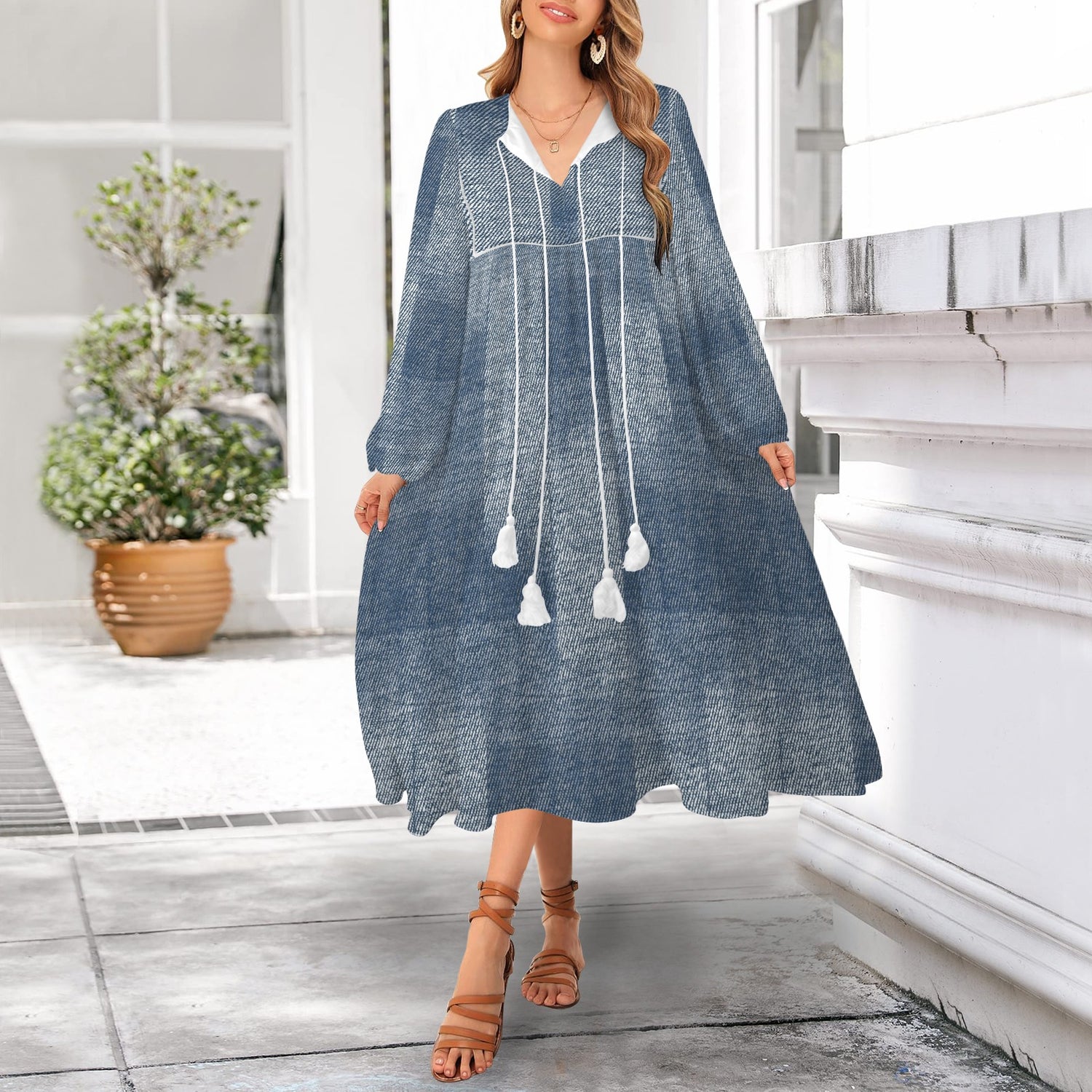 Jeans Patches Long Dress
