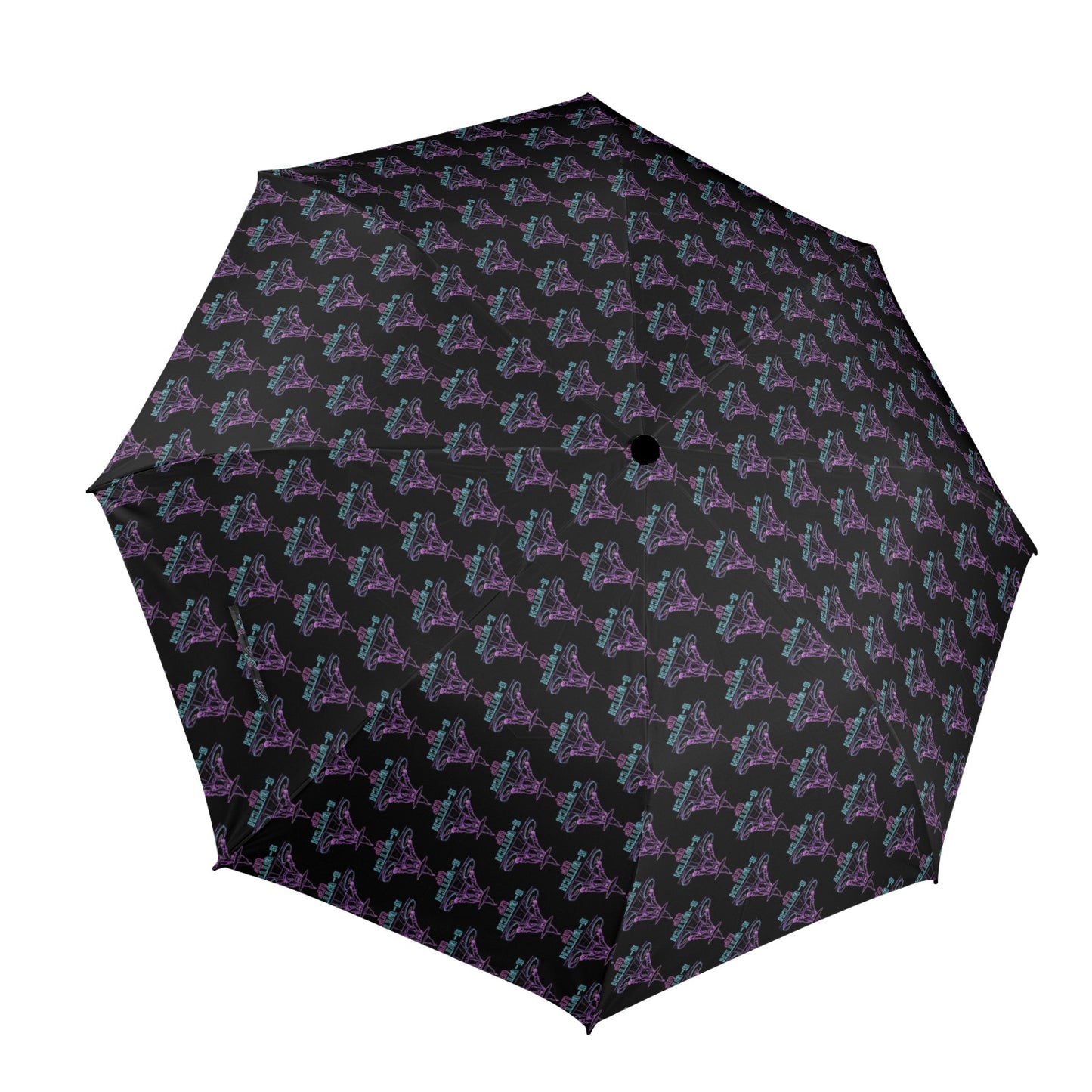 S-WITCH UP Neon Logo Semi Automatic Folding Umbrella Black