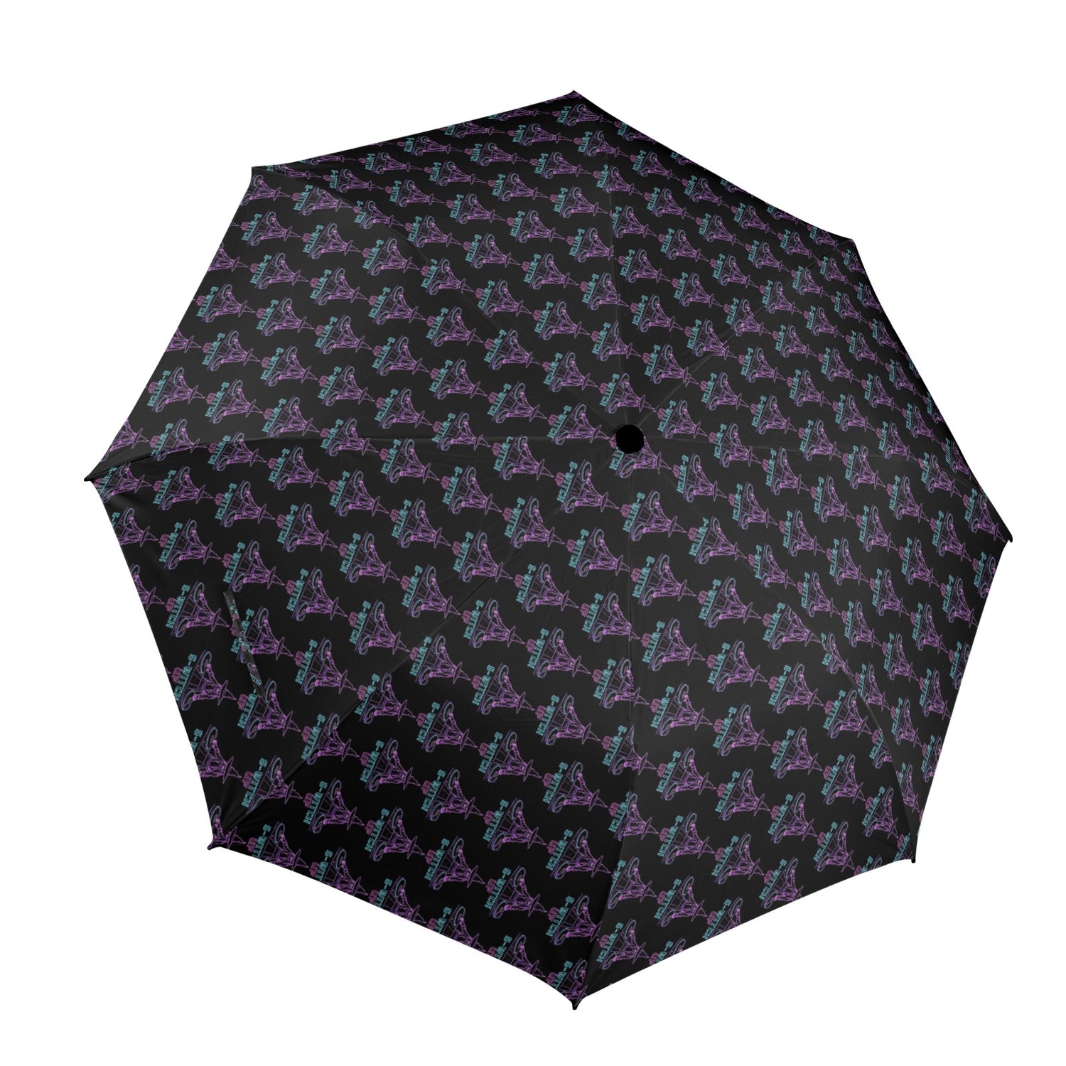 S-WITCH UP Neon Logo Semi Automatic Folding Umbrella Black