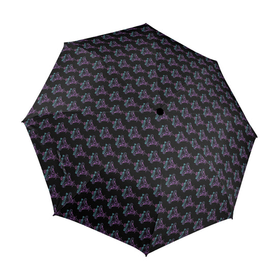 S-WITCH UP Neon Logo Semi Automatic Folding Umbrella Black