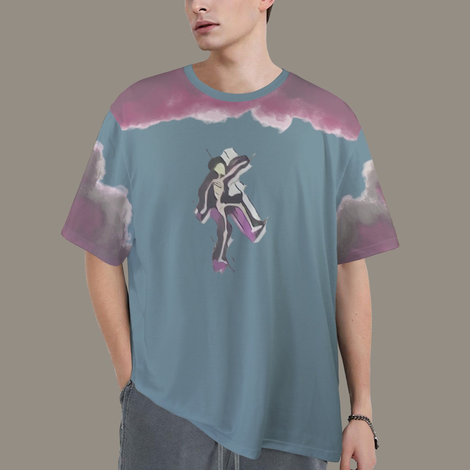 Humans Scare Me Jimmy Cloud T-Shirt Petrol Skeleton Front