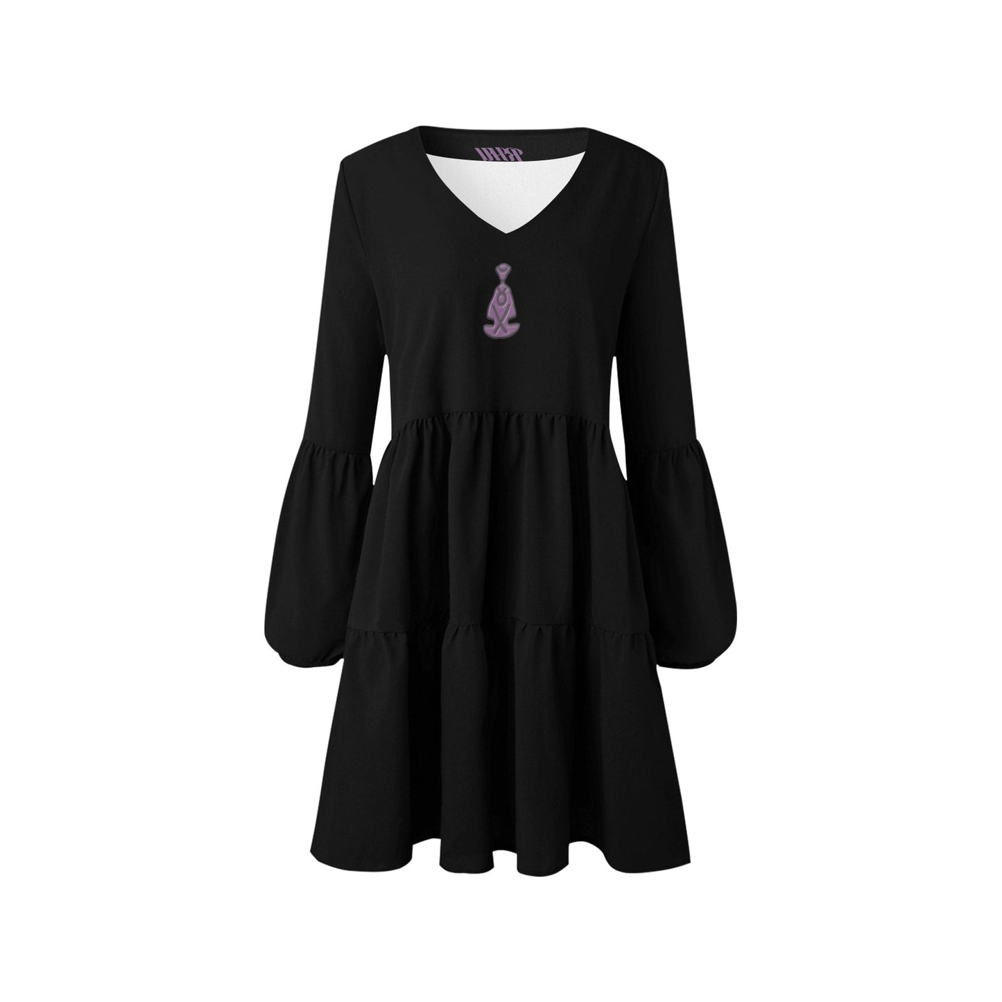 Buddha Logo Boho Dress Black