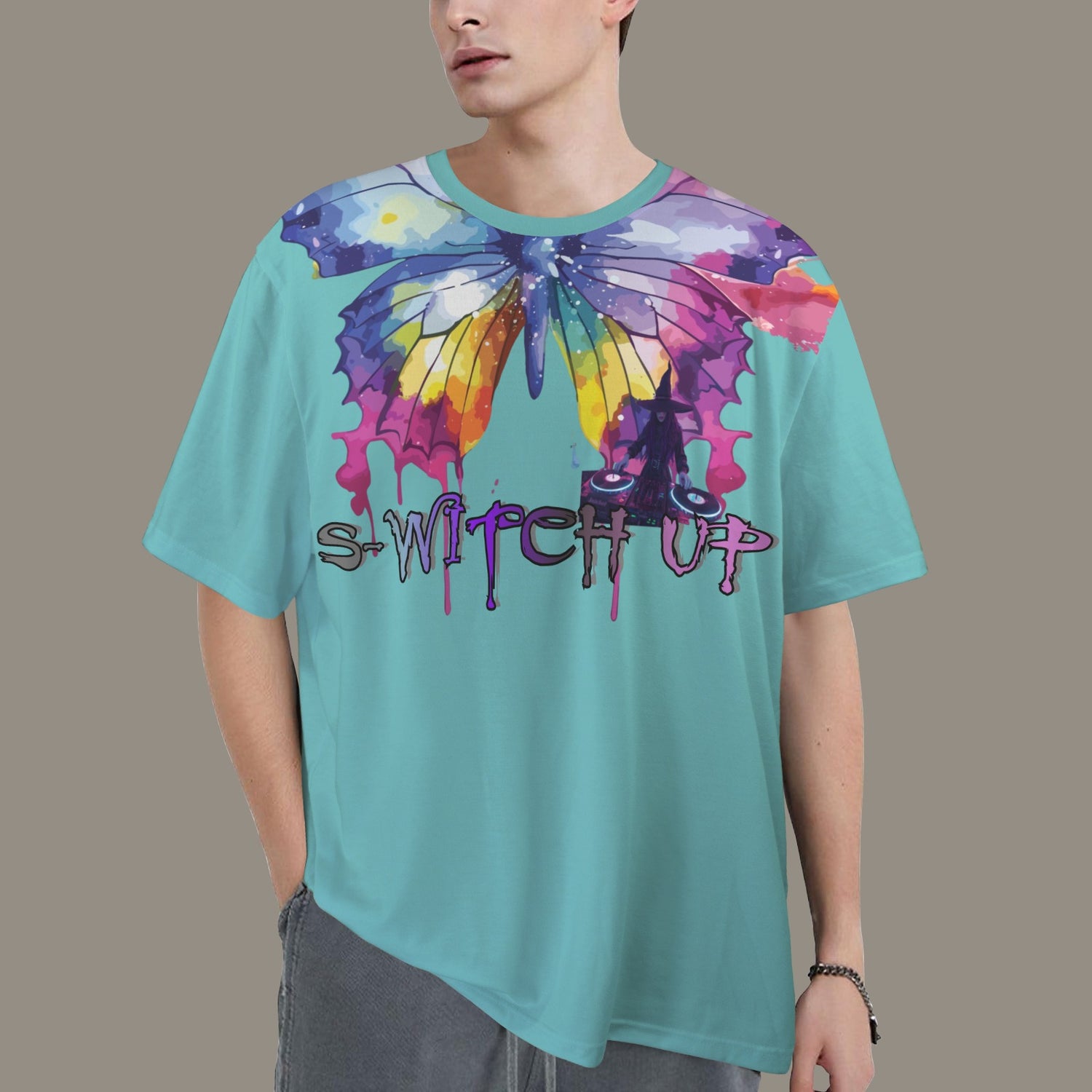 S-WITCH UP WAVE BUTTERFLY T-SHIRT LIGHT TURQUOISE