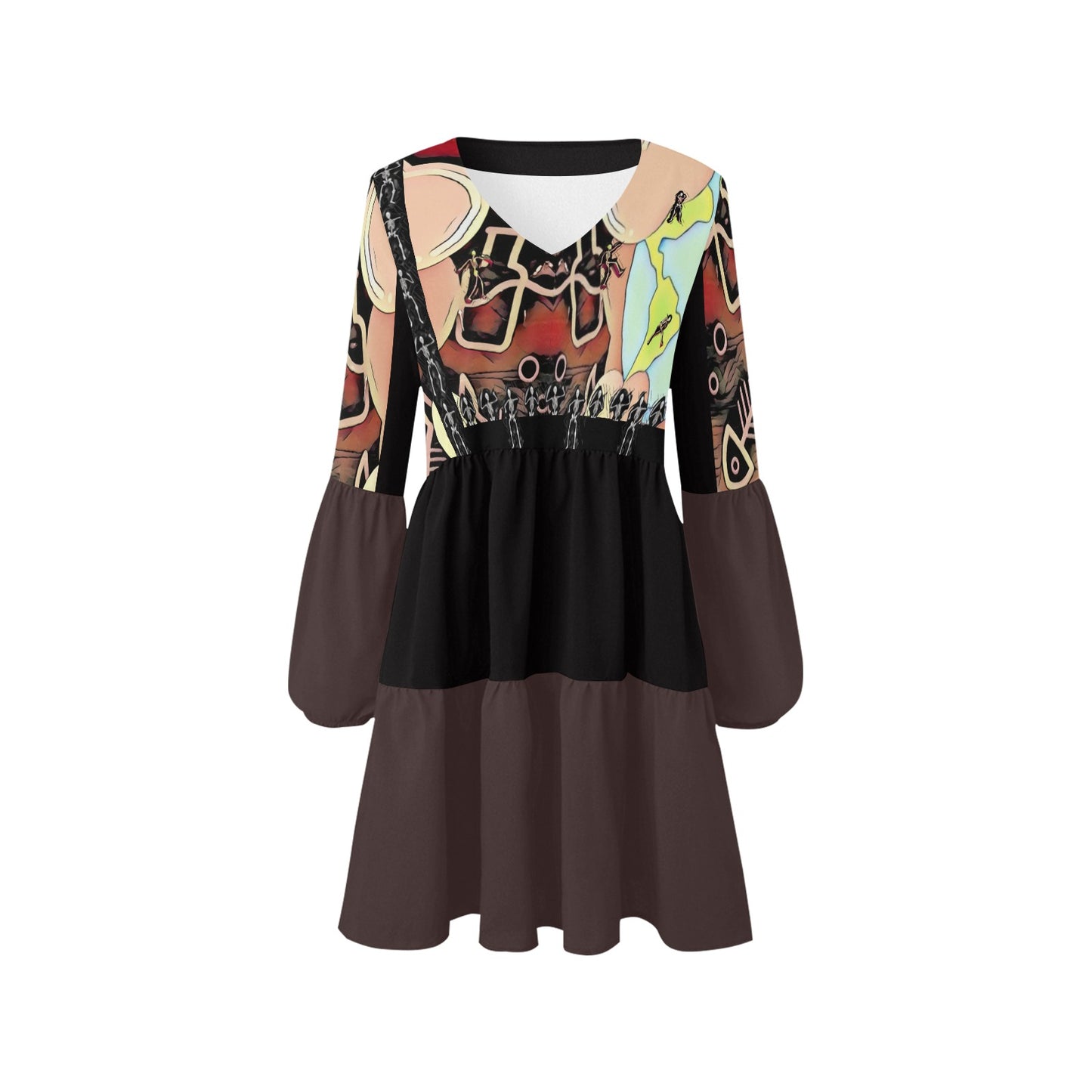 Humans Scare Me Boho Dress Bottles / Black Grey