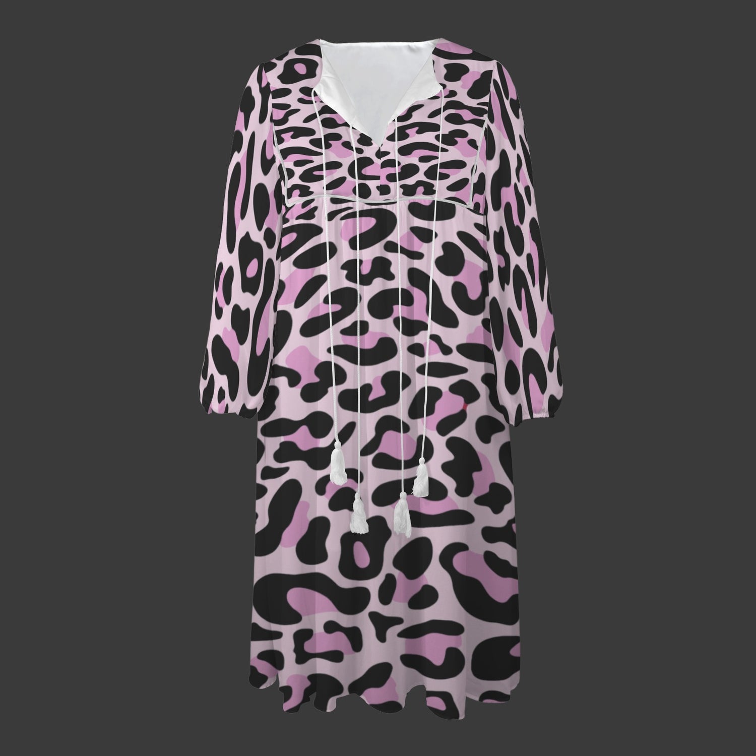 Black Pink Leopard Long Dress