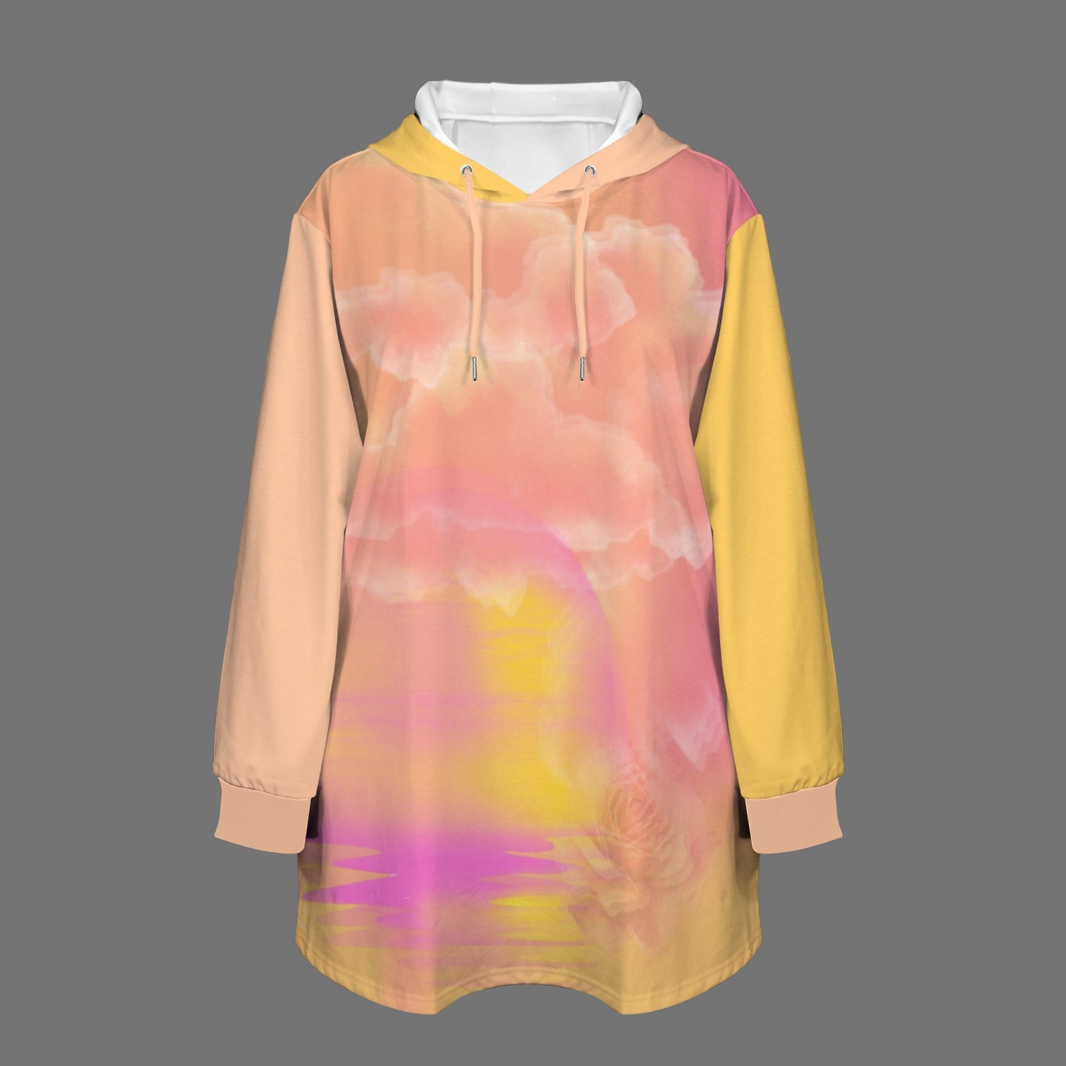Se Son Rose Fioriranno (Missing U) Short Hoodie Dress Yellow Pale Pink