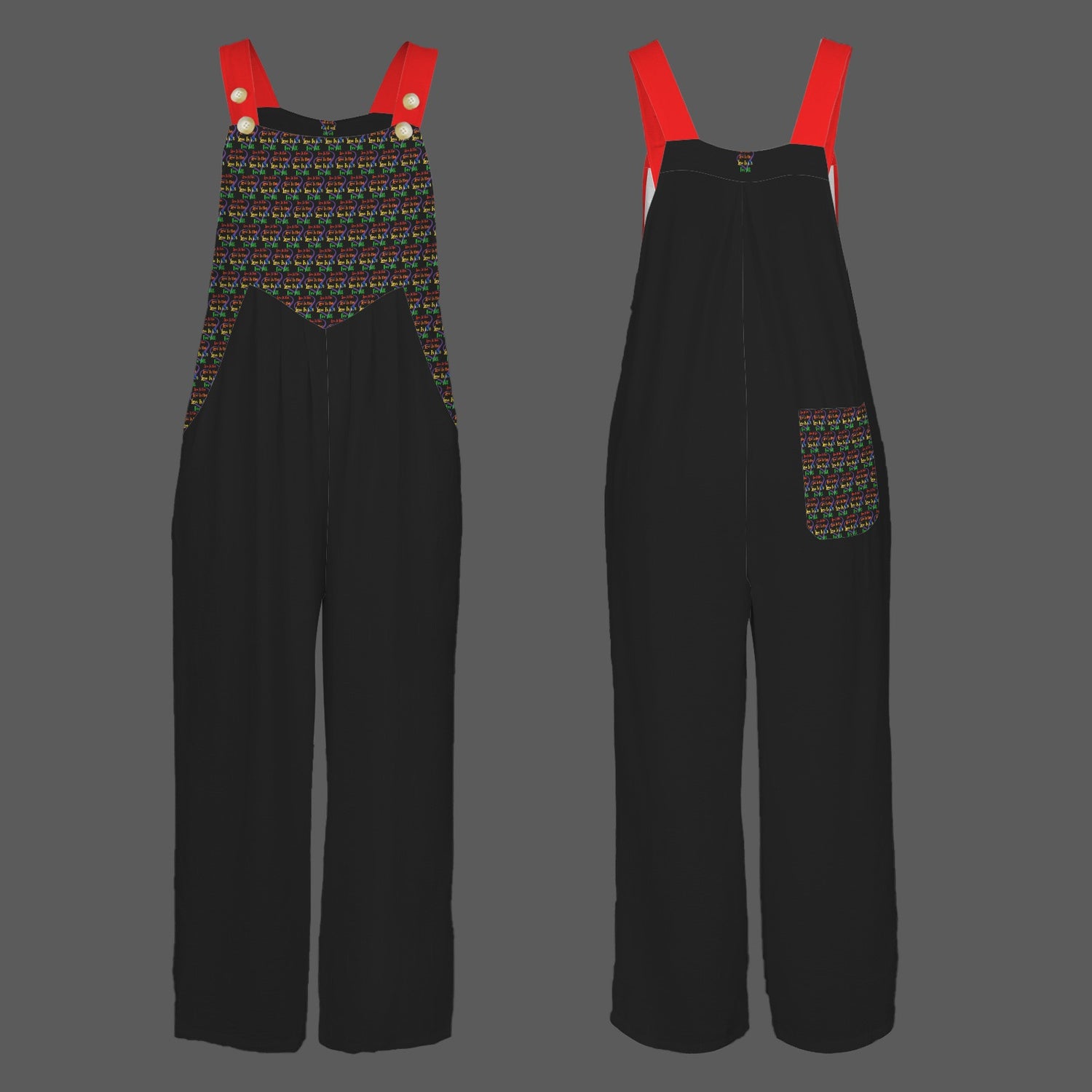 LINFA Little Hearts Jumpsuit Black Red Stripes