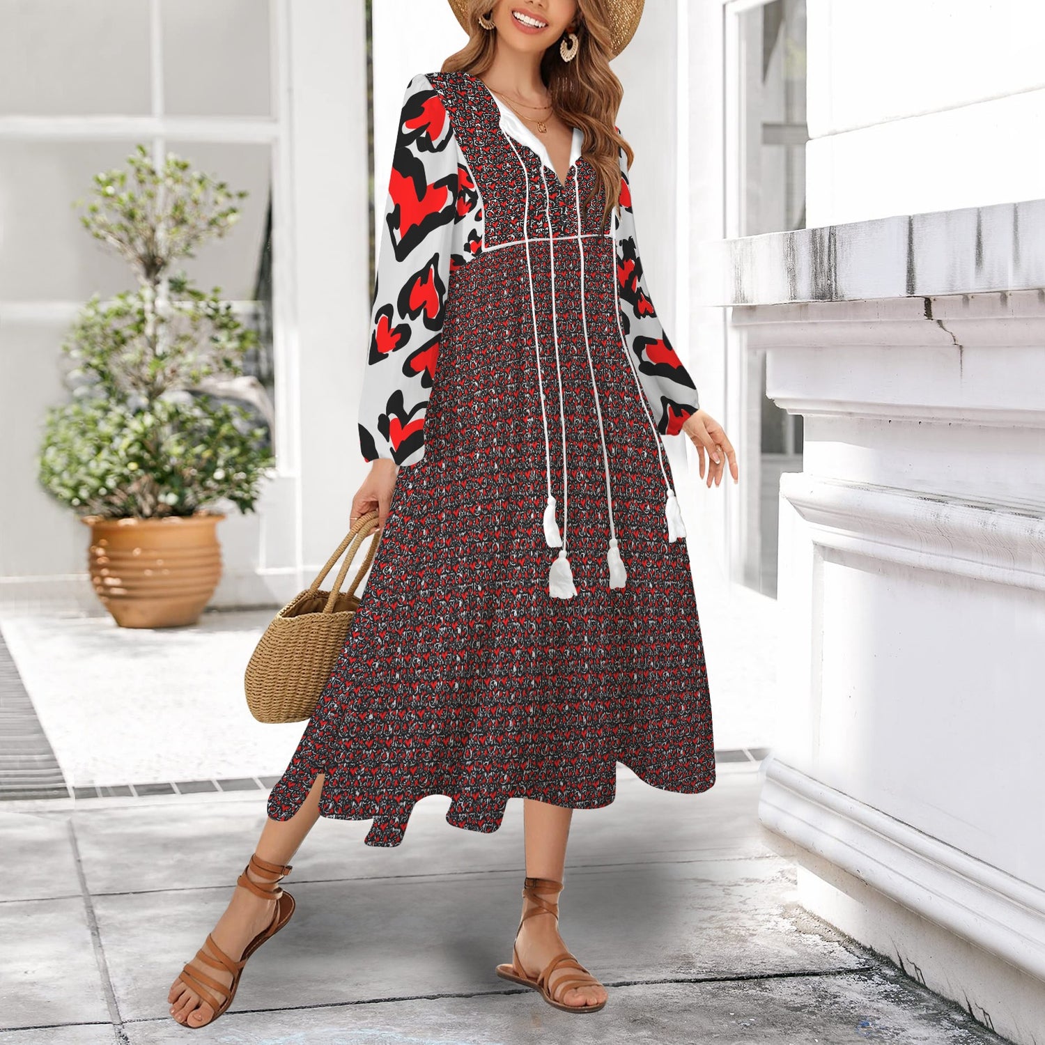 Love Kitties Long Dress Grey Light Grey