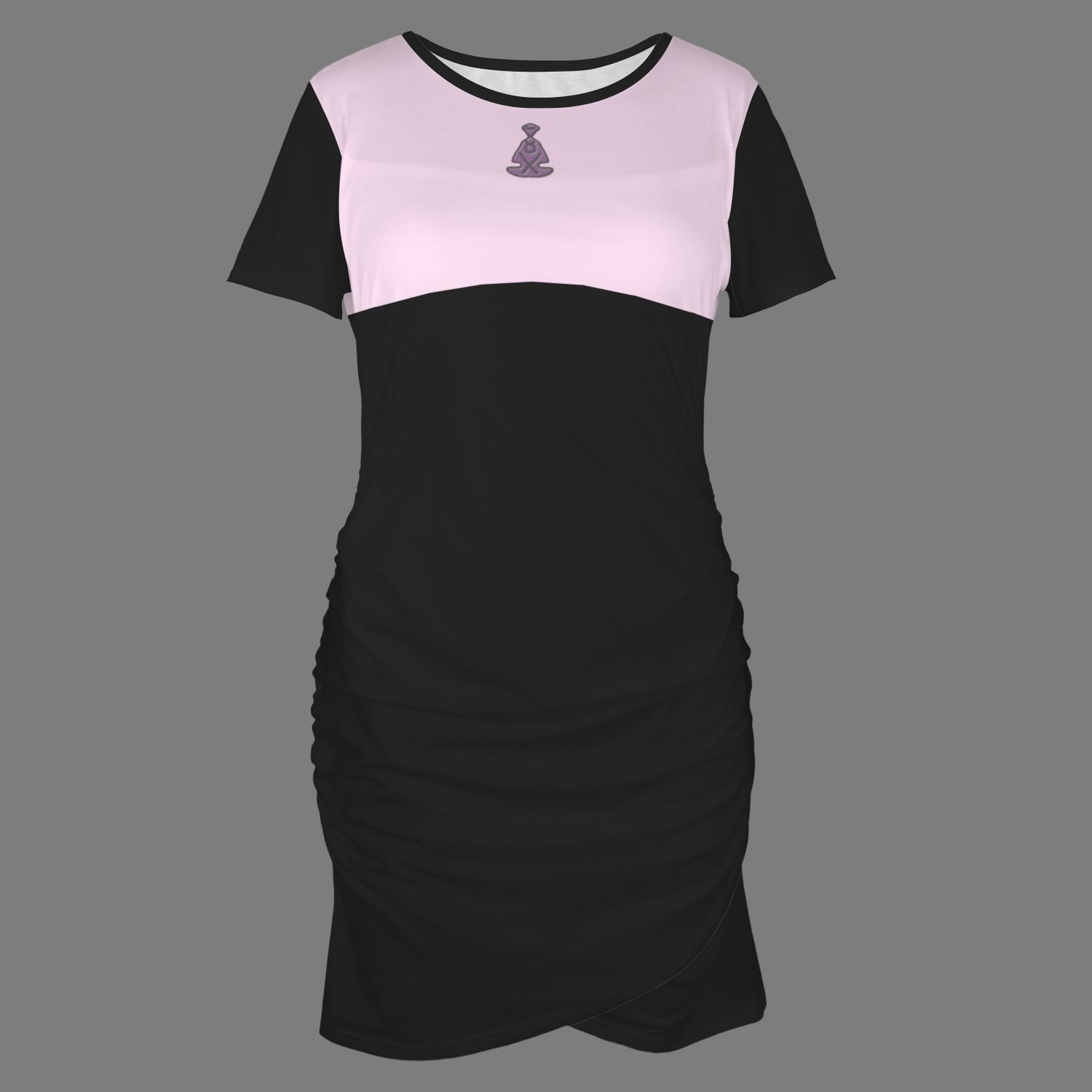 Buddha Bodycon Dress Black Pale Pink Sleeve