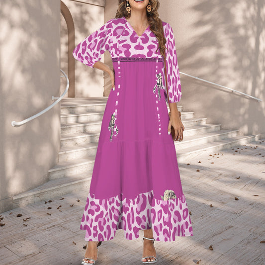 Caution Jimmy Cat Long Dress Leopard Dark Hot Pink
