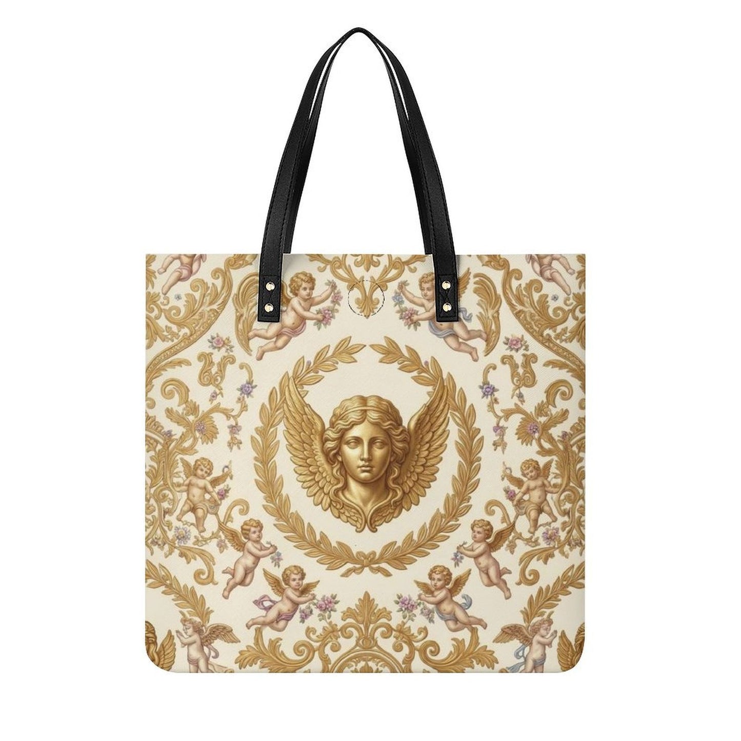 Baroque Putti Flat PU Leather Tote Bag