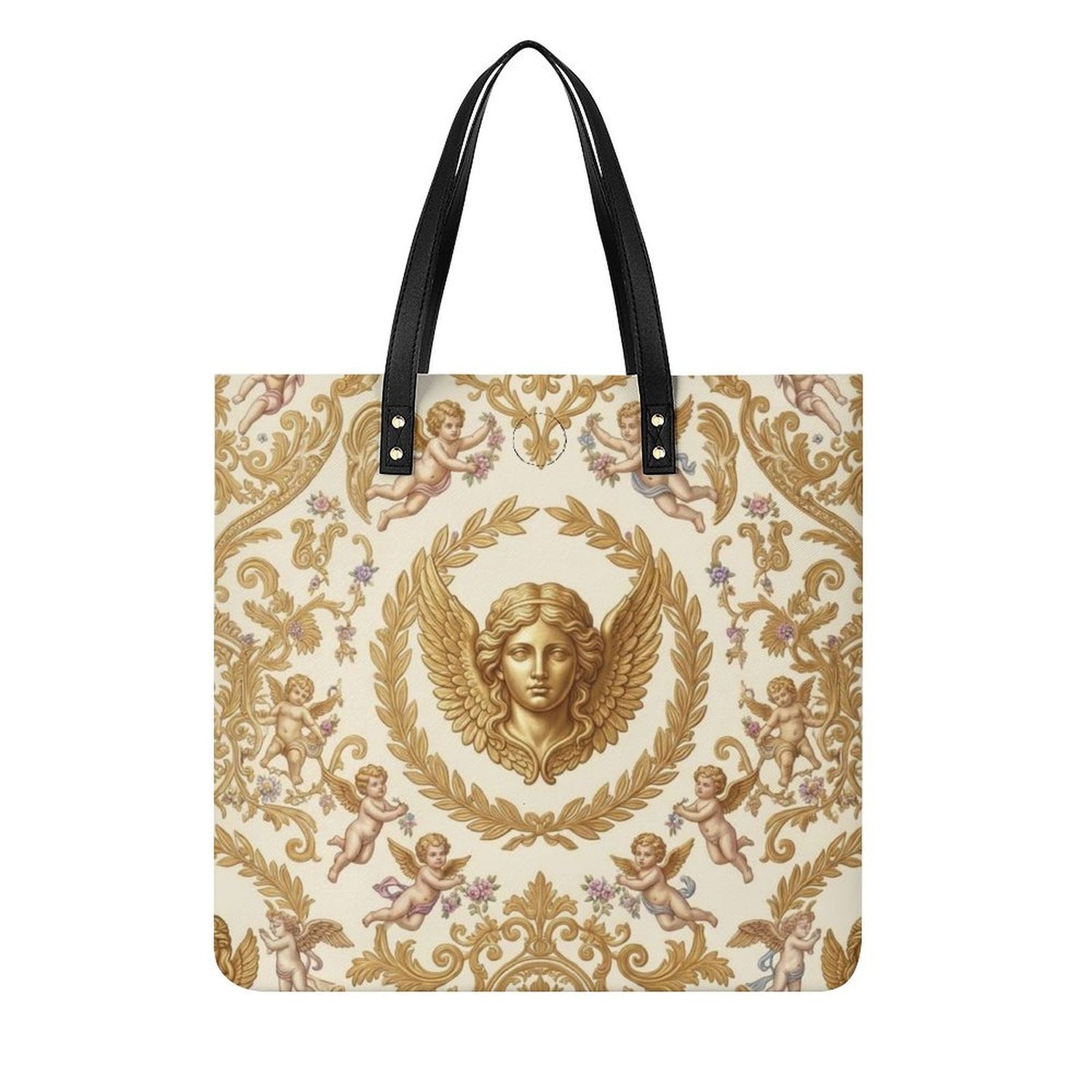 Baroque Putti Flat PU Leather Tote Bag