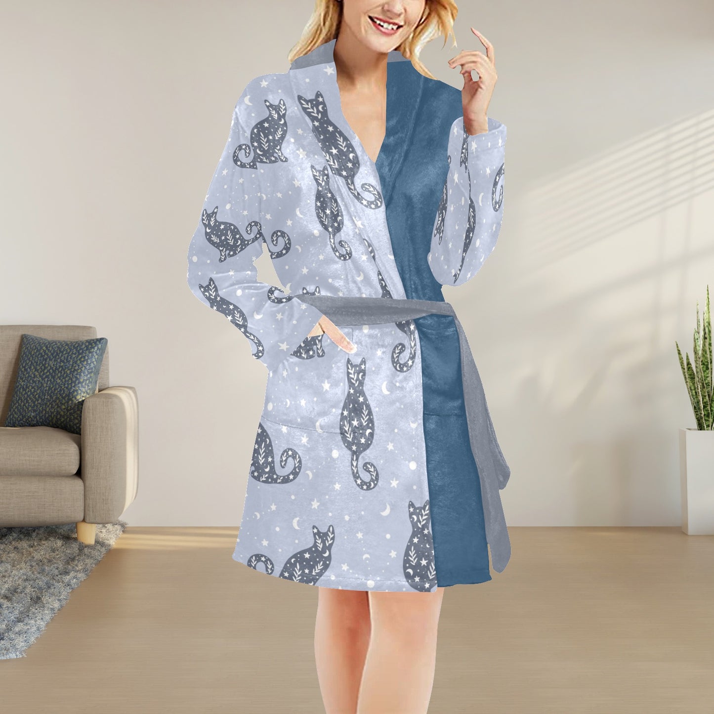 Night  Robe Cats Blue
