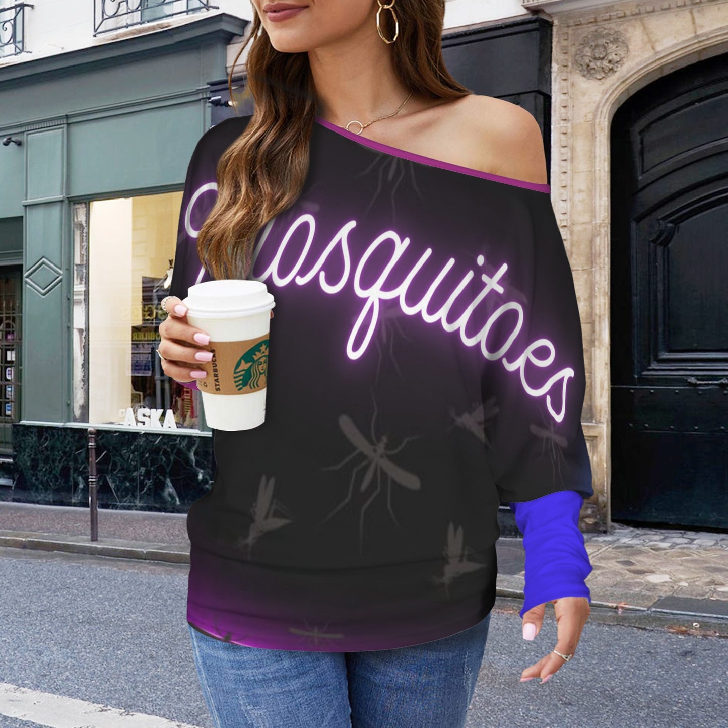 Mosquitoes Sweater Purple Blue Sleeve