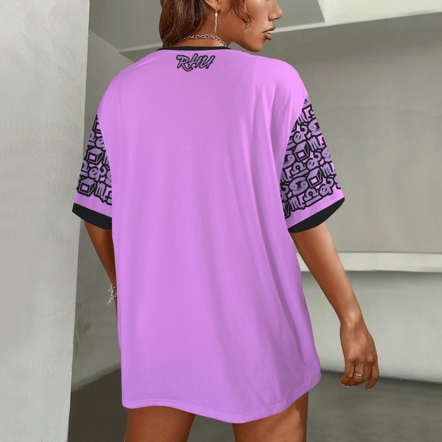 Hidden Name T-shirt Hot Hot Pink Lilac Black