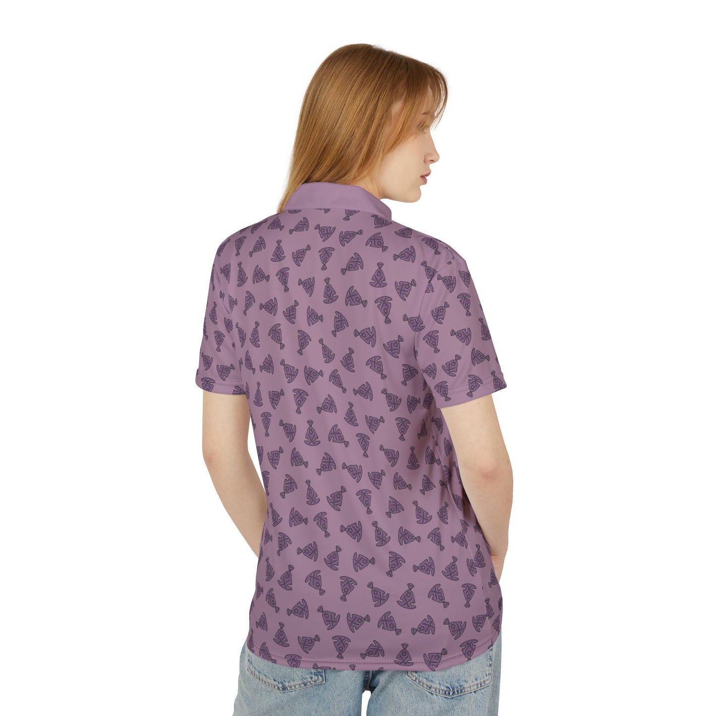 Buddha Tilt Unisex Polo T-Shirt  Light Mauve