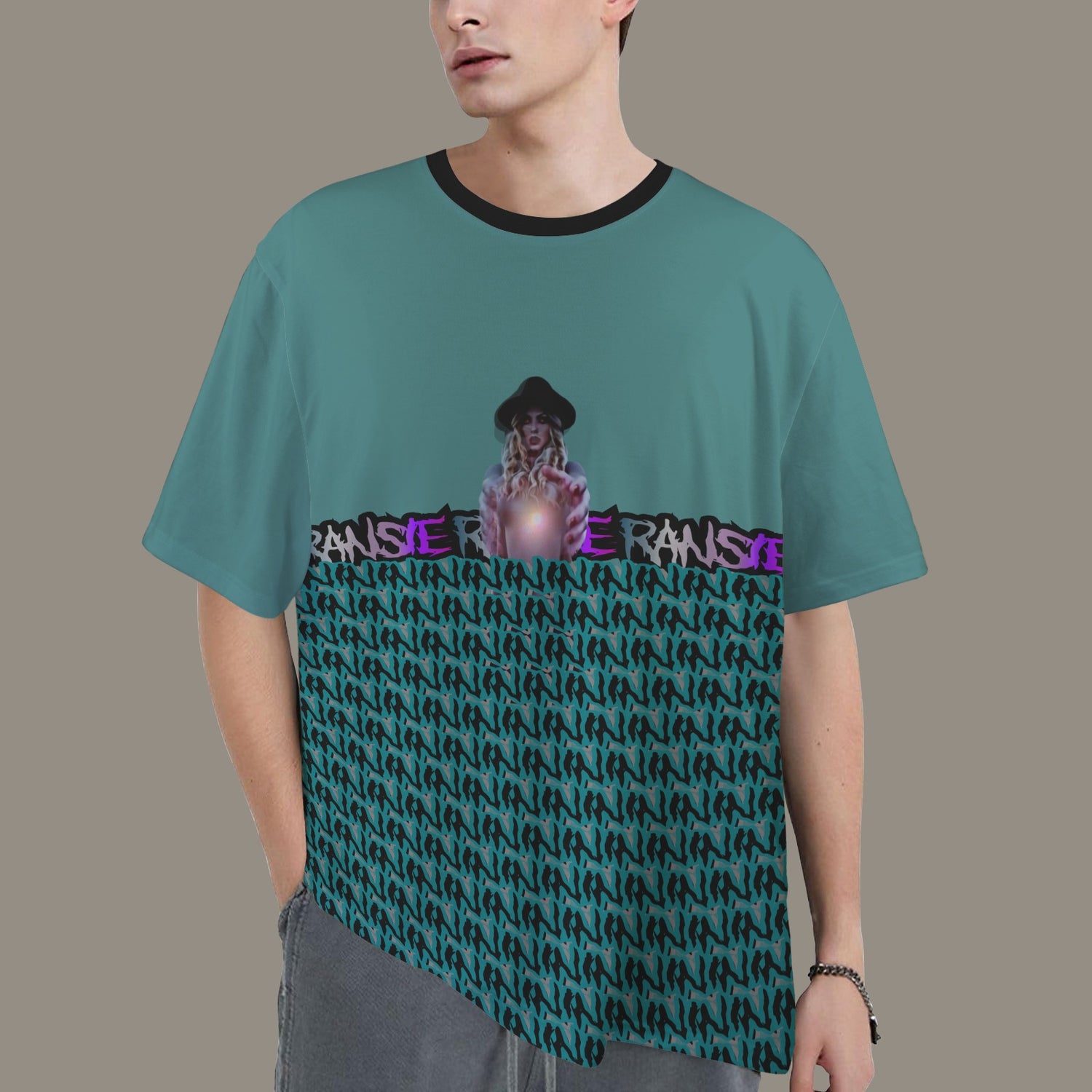 RANSIE IN NEVERLAND FIGURE GHOSTS WALL BLUE T-SHIRT