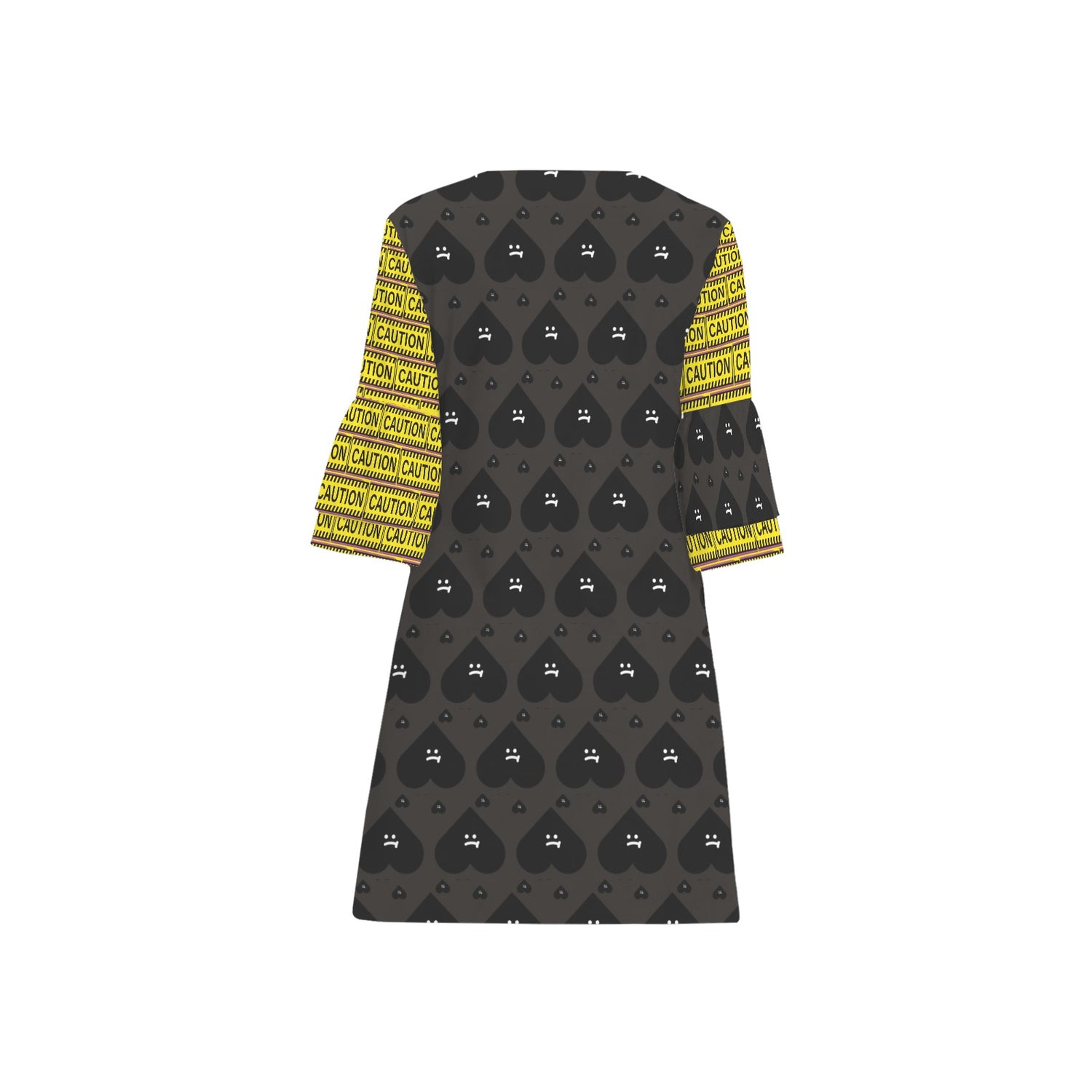 Caution P3/4 Sleeve Dress Hearts yELLOW