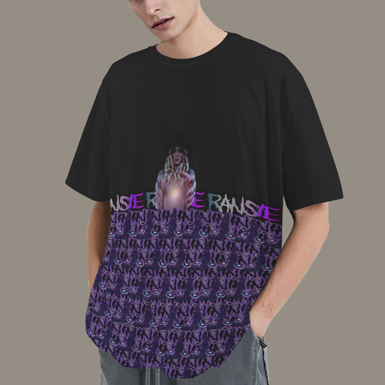 RANSIE IN NEVERLAND FIGURE GHOSTS WALL BLUE T-SHIRT DJ