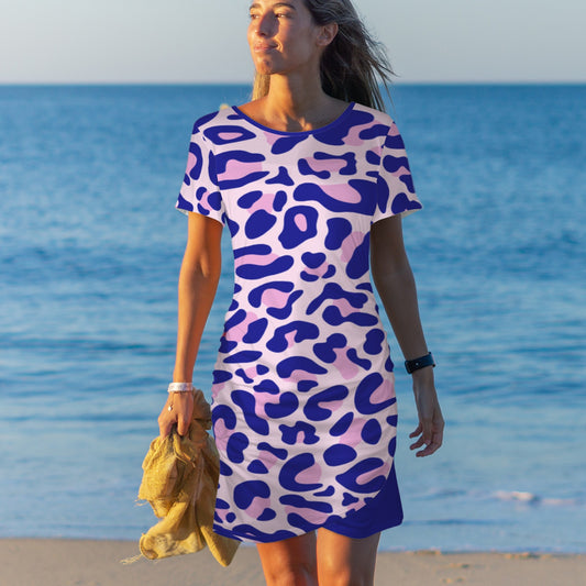 Blue Pink Leopard Bodycon Dress